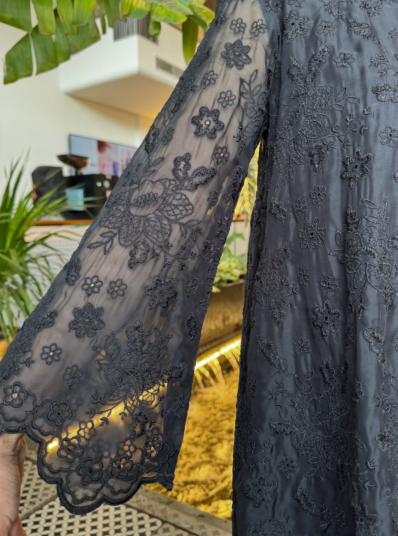 Mulmul Organza Lev Black Shirt With Mulmul Organza Lev Black Pant
