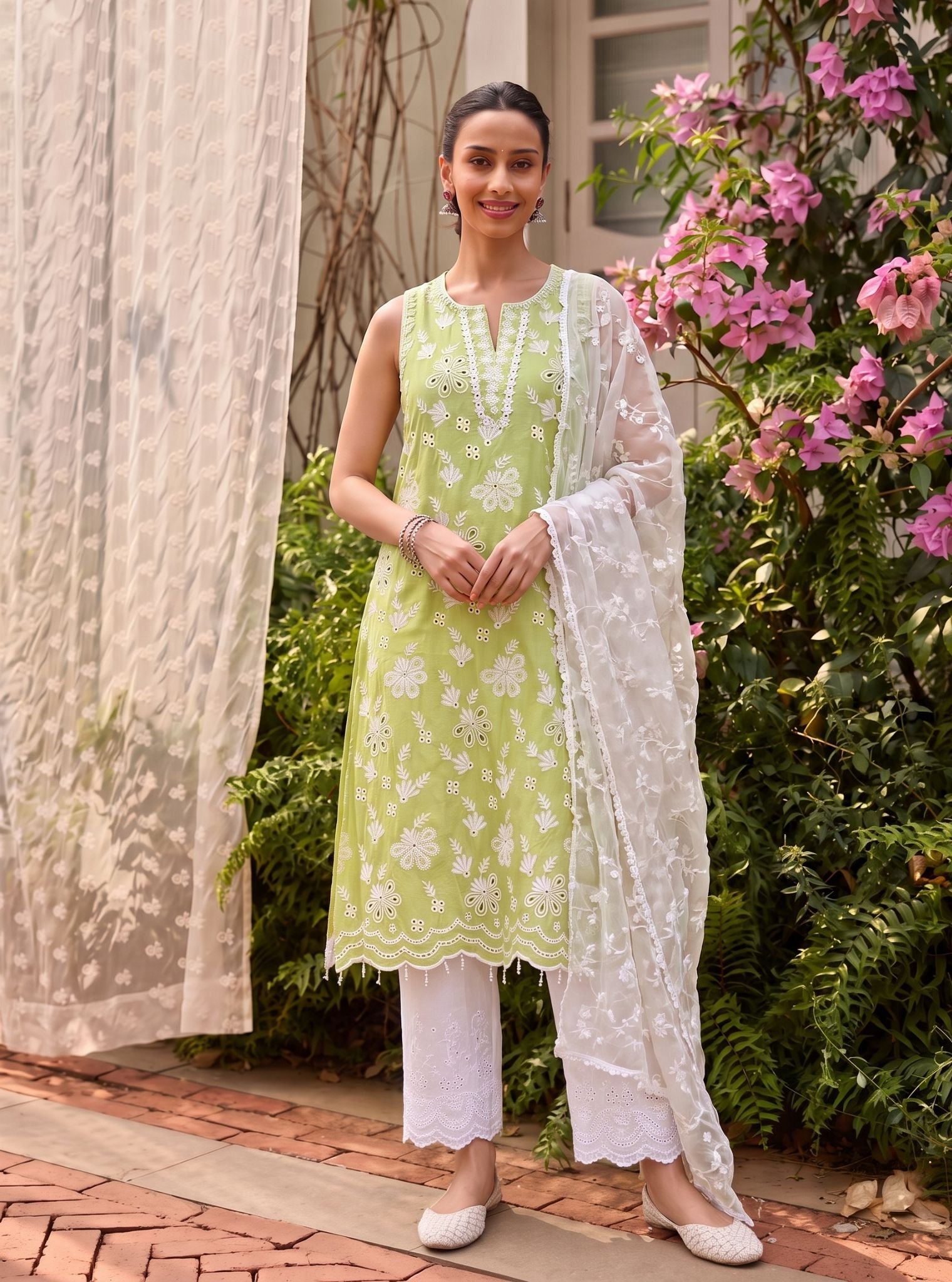 Neel Sipima Cotton Green Kurta Set