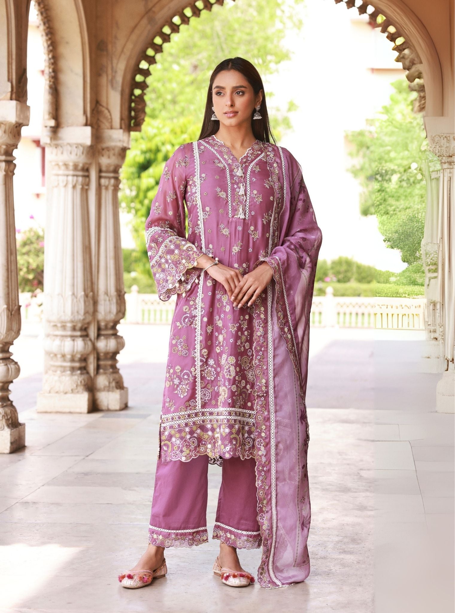 Mulmul Organza Printed Oryani Grape Dupatta