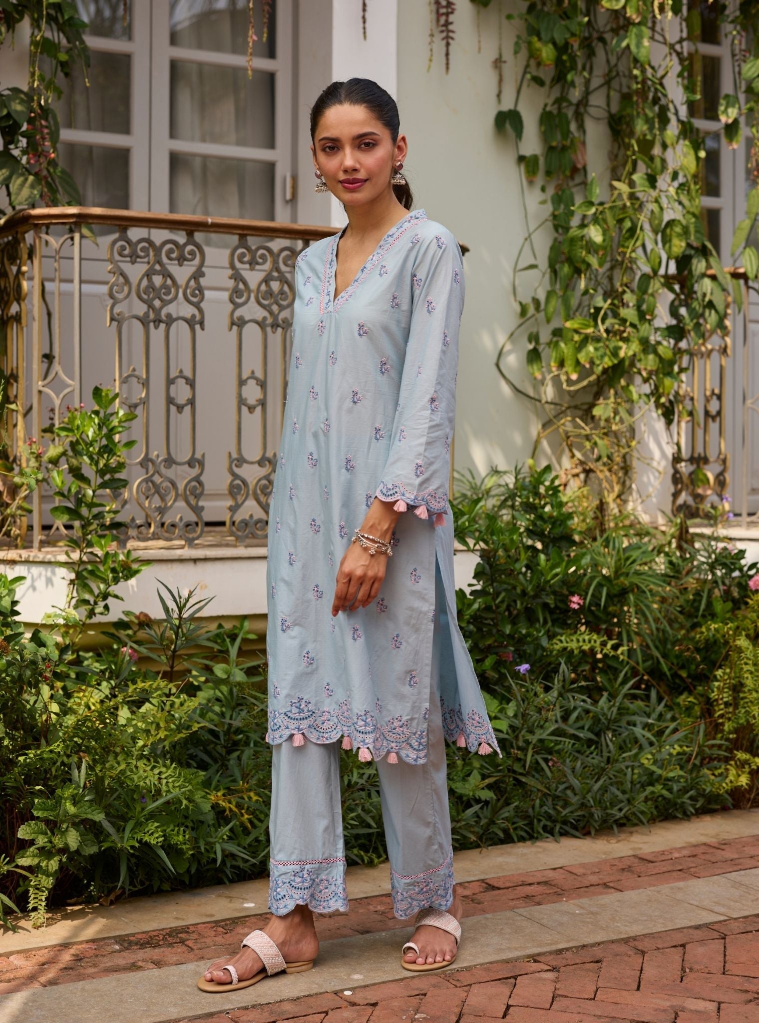 Lumae Supima Cotton Blue Kurta Set