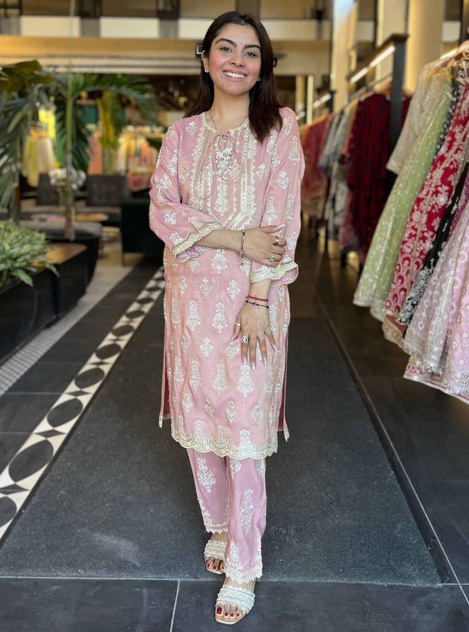 Intira Tissue Pink Kurta Set