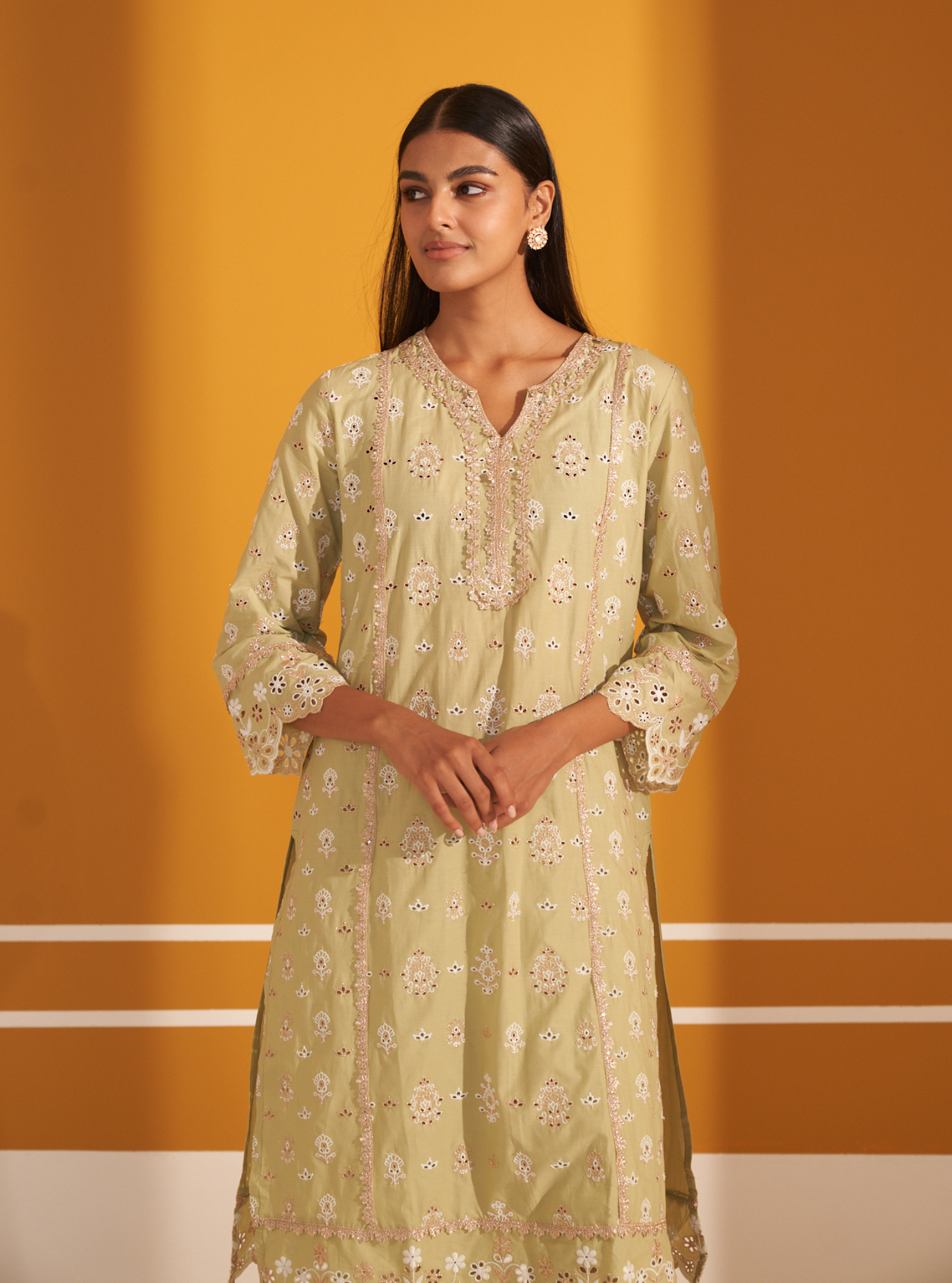 Lamai Supima Cotton Green Kurta Set