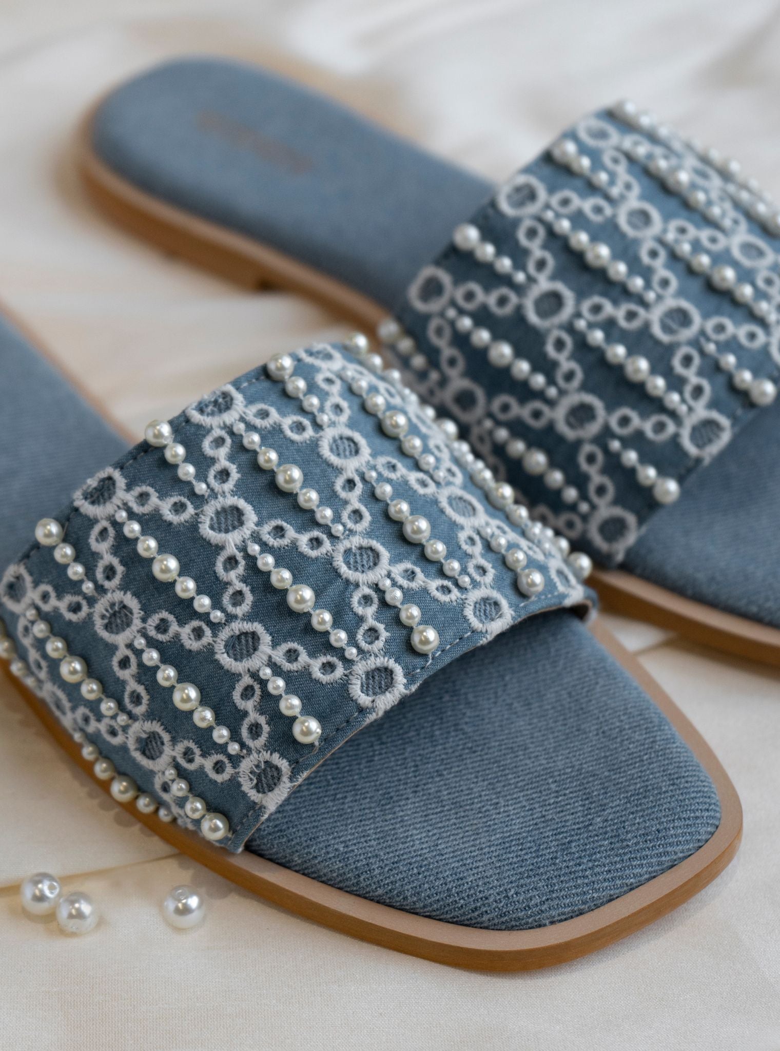 Aura Denim Vegan Flat Sandal