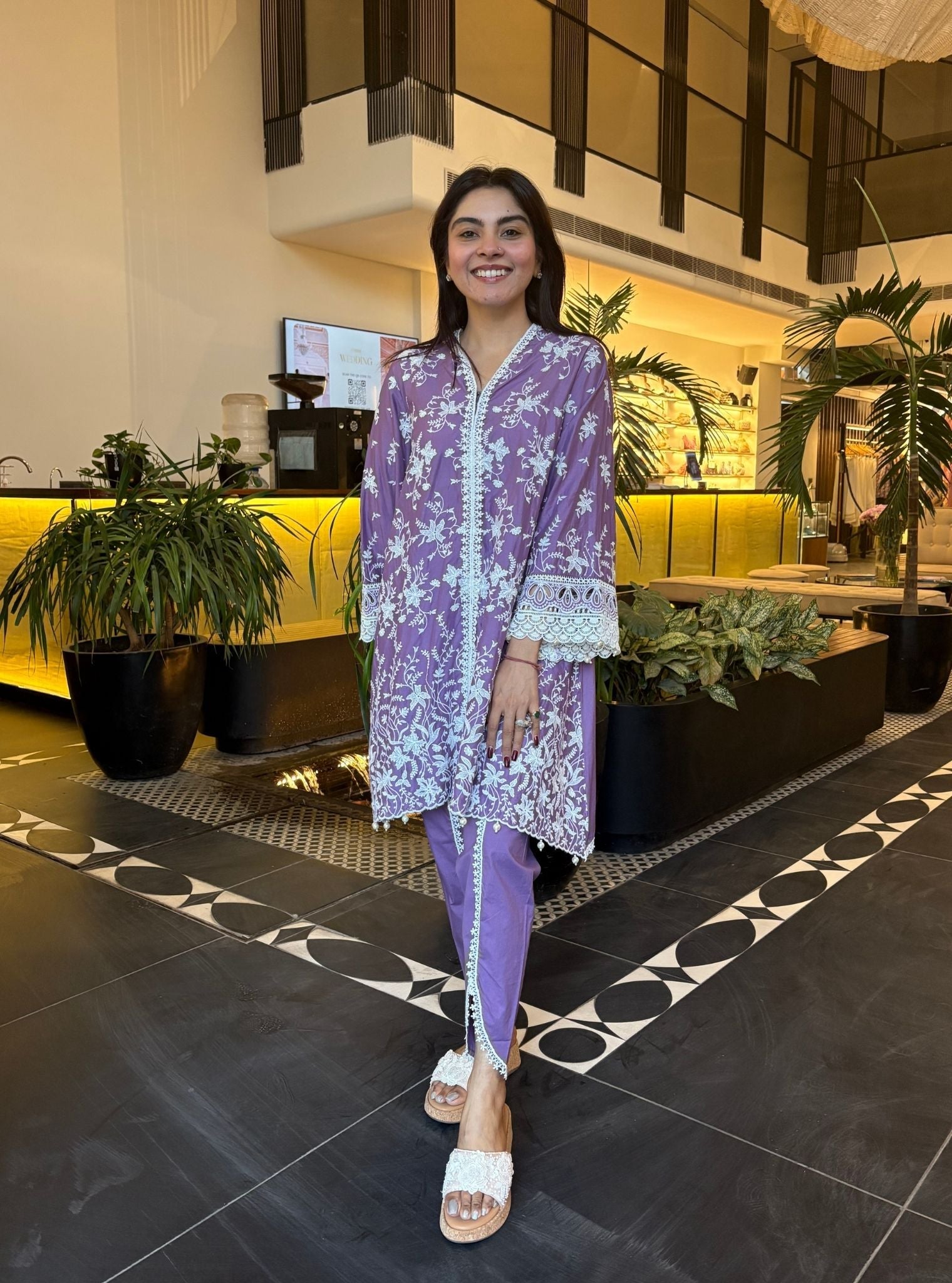 Aalaya Supima Cotton Violet Kurta Set