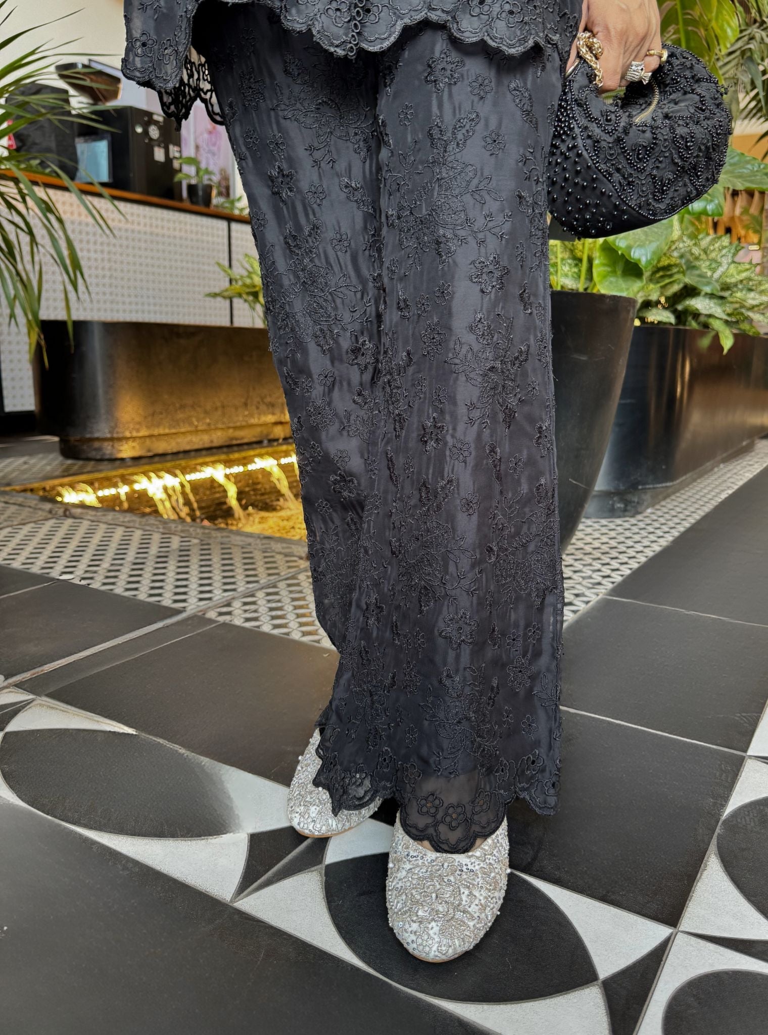 Mulmul Organza Lev Black Shirt With Mulmul Organza Lev Black Pant