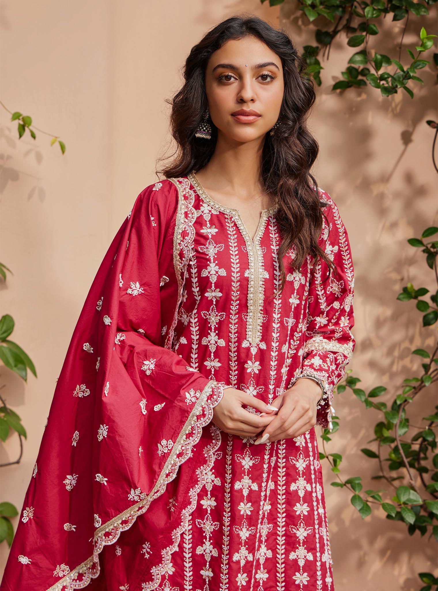 Mulmul Arfi Red Dupatta