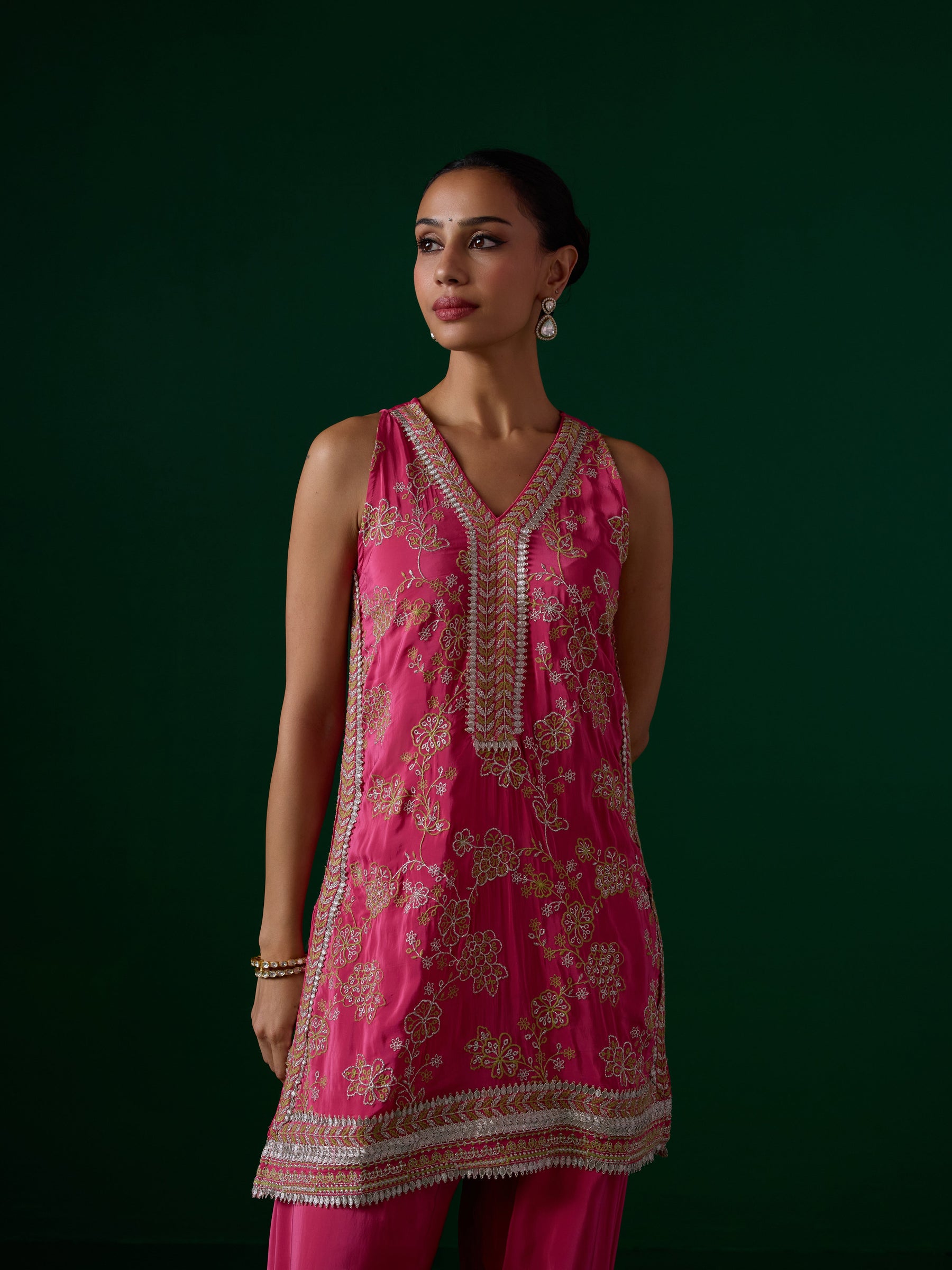 Jivara Crepe Fuschia Kurta Set