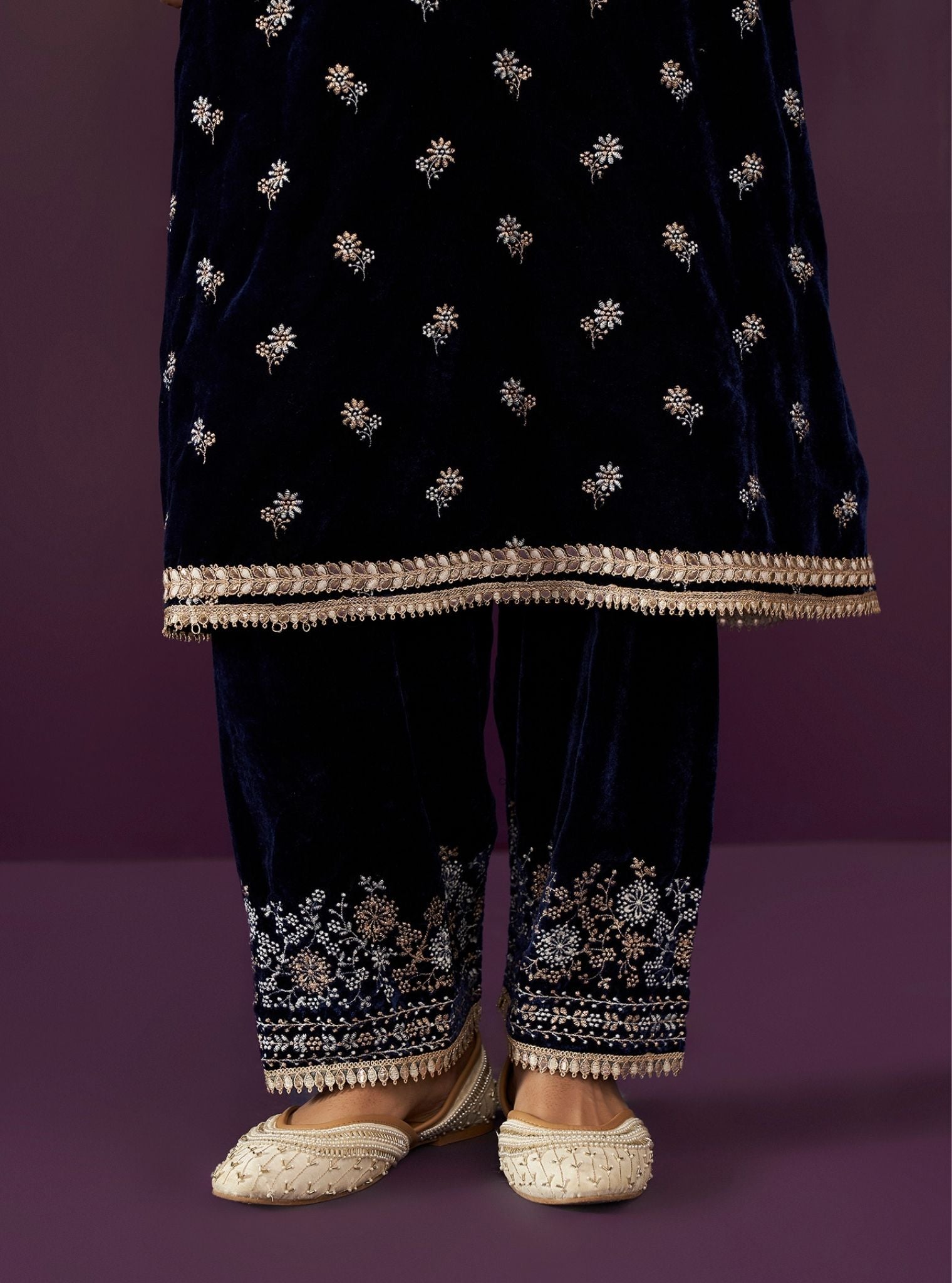 Zia Velvet Navy Kurta Set