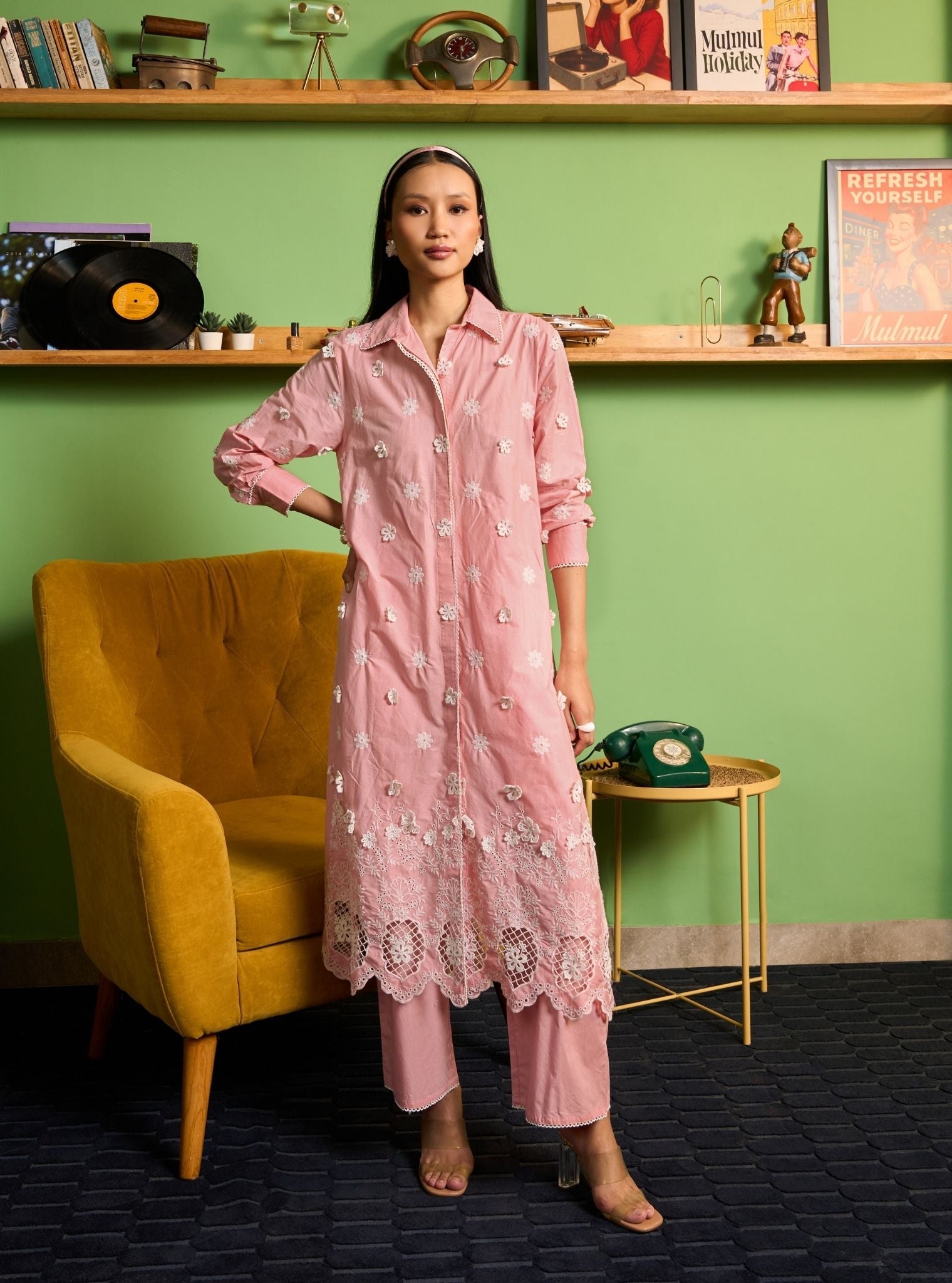 Yasira Supima Cotton Pink Kurta Shirt Set