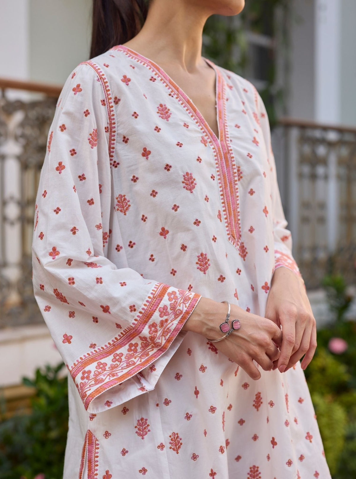 Vysa Supima Cotton White Kurta Set