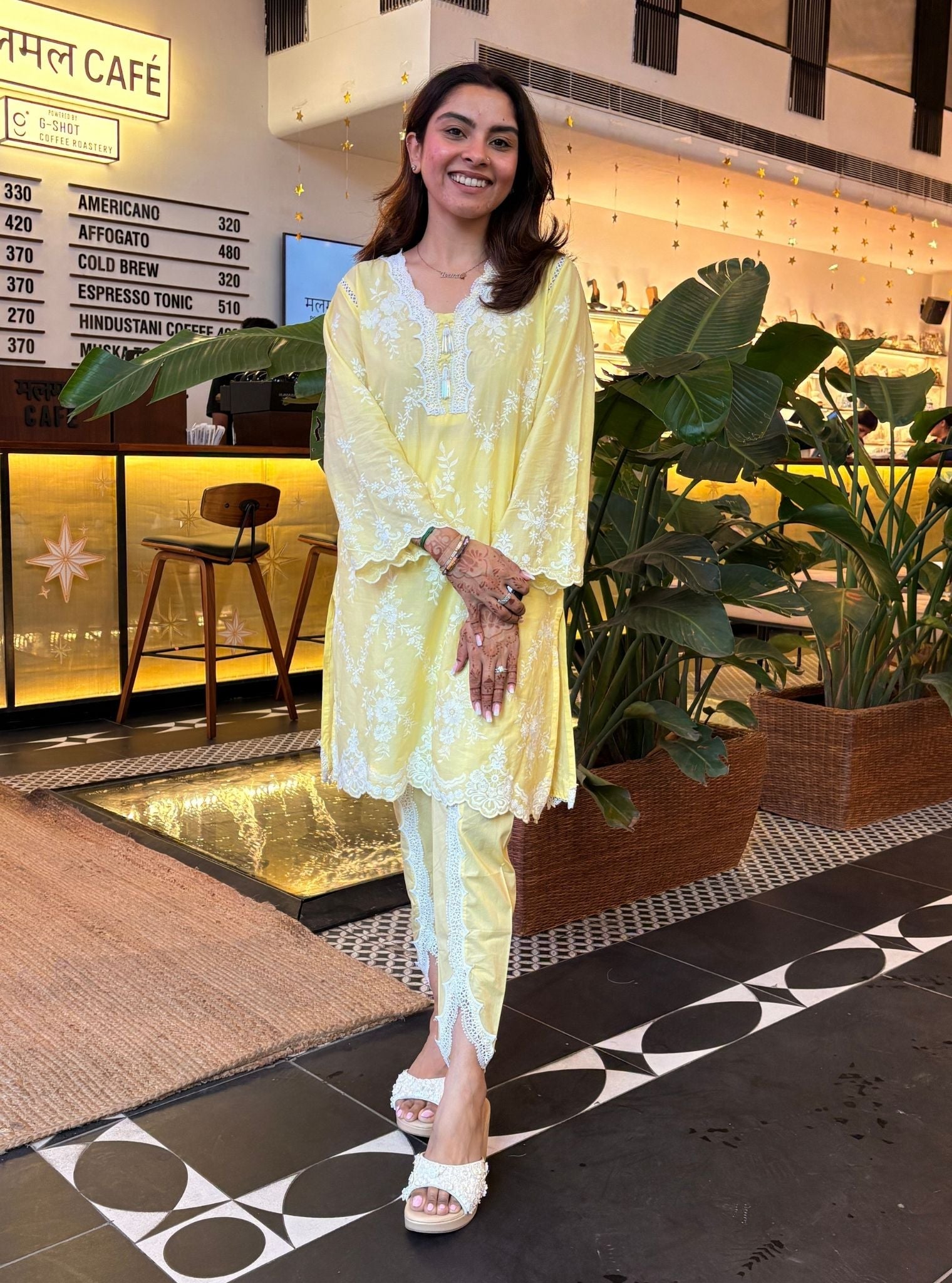 Atrai Supima Cotton Yellow Kurta Set