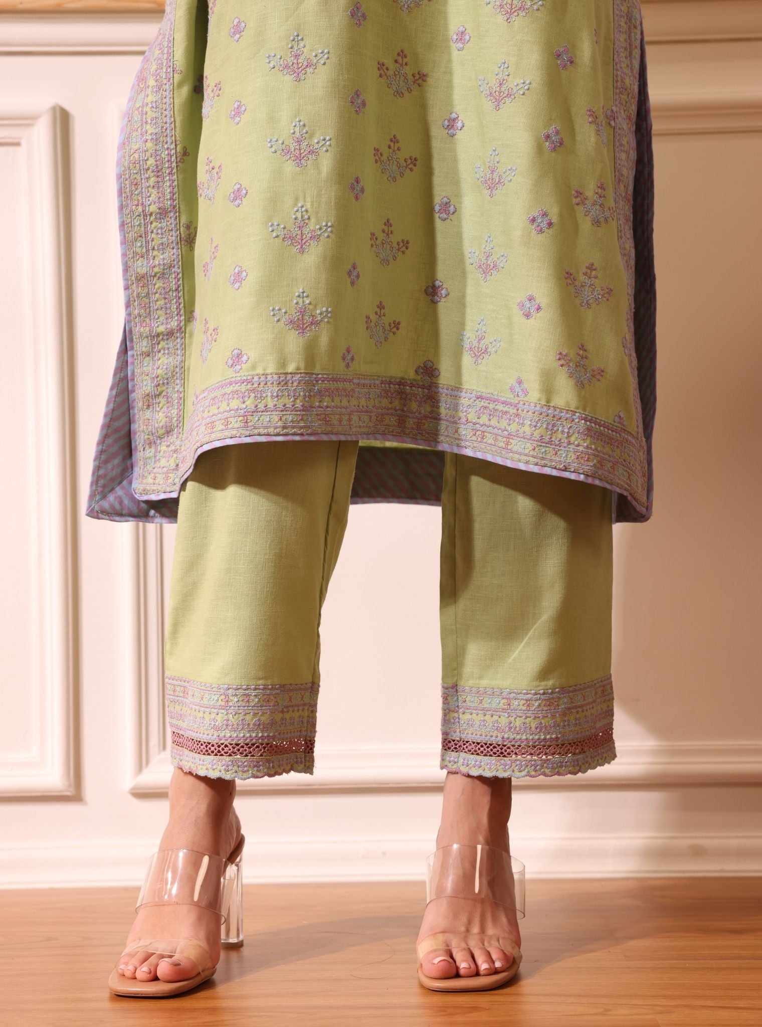 Shileh Linen Green Kurta Set