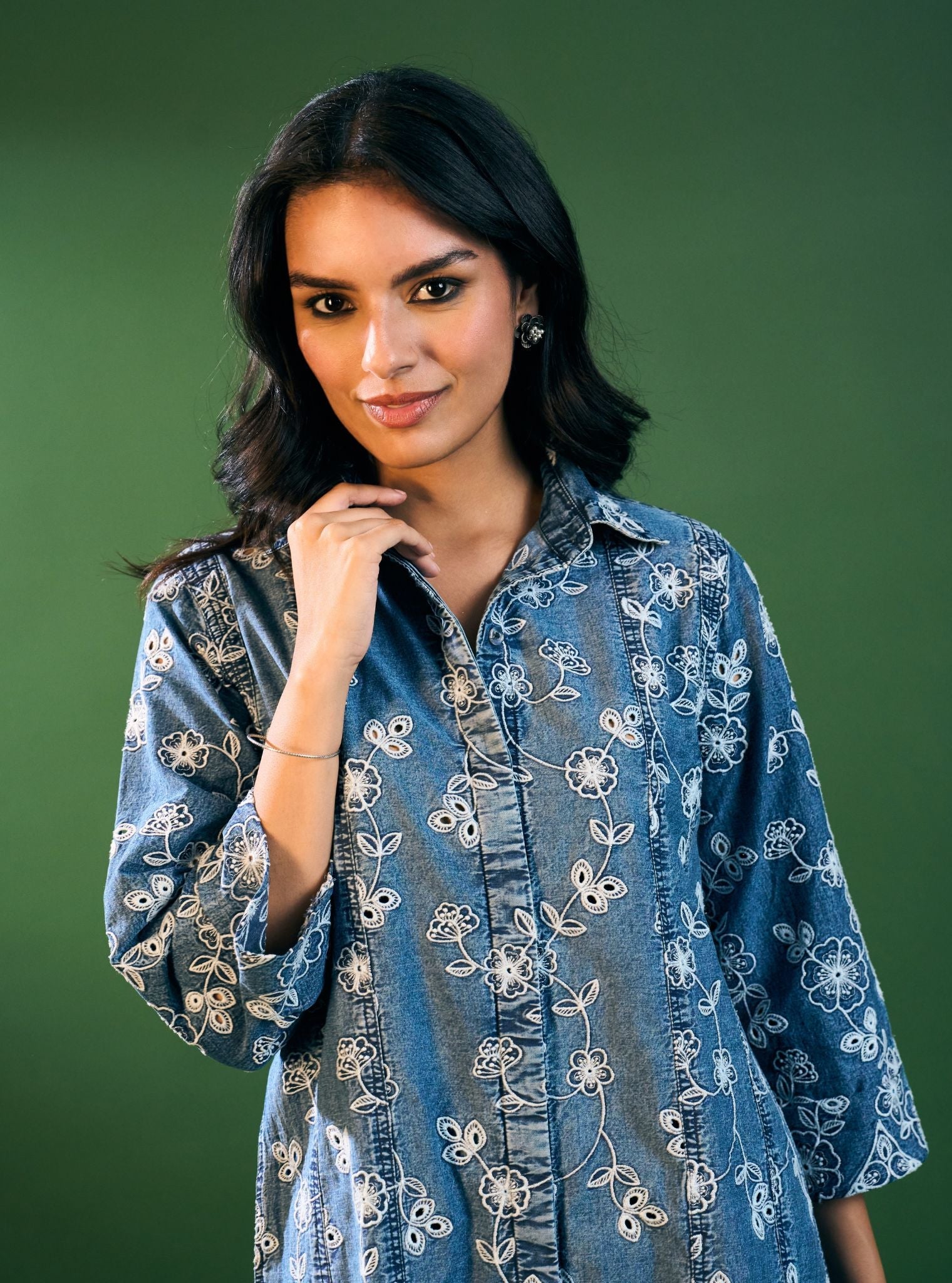 Ondra Denim Blue Kurta Set