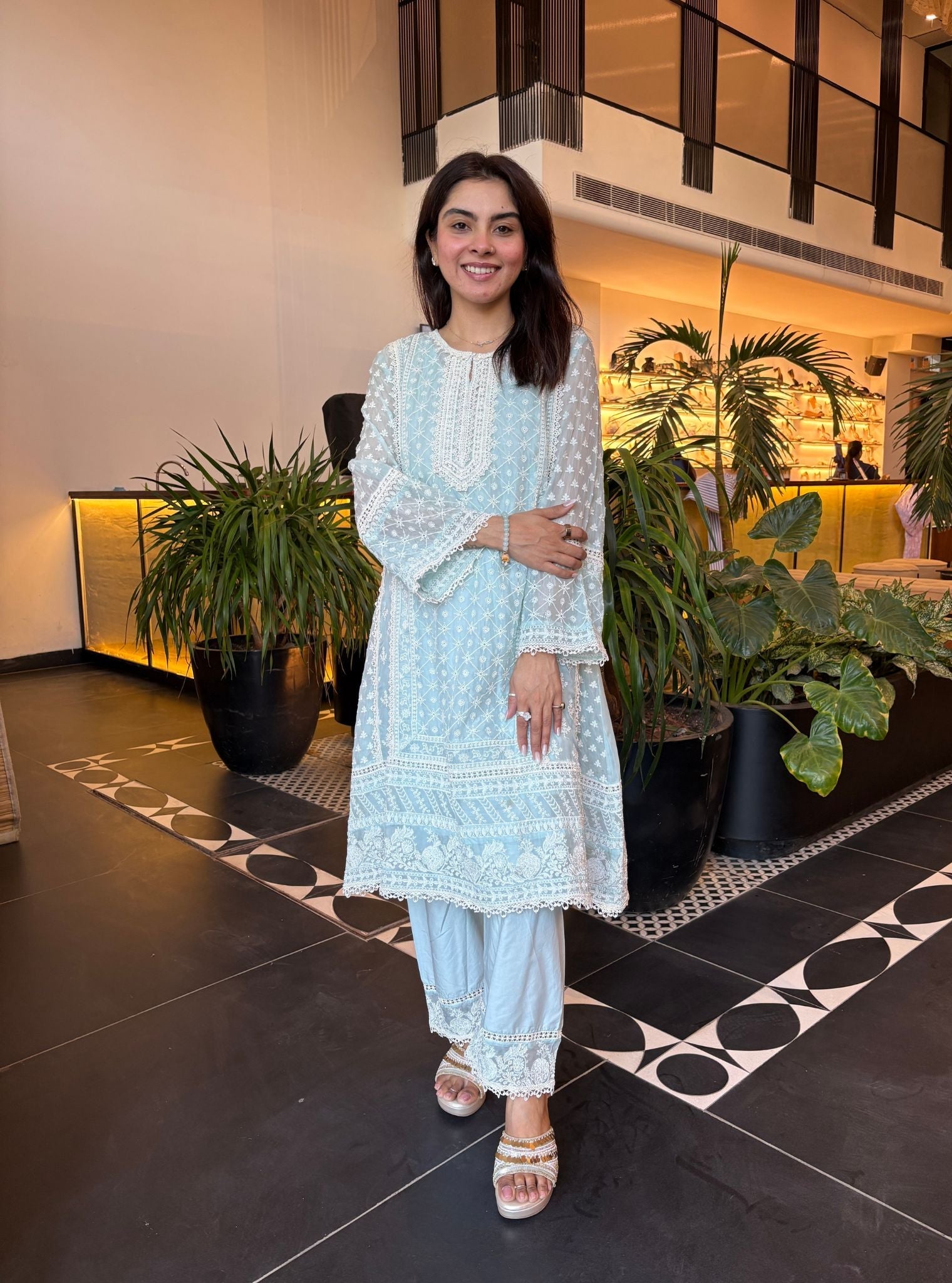 Sritha Organza Blue Kurta Set