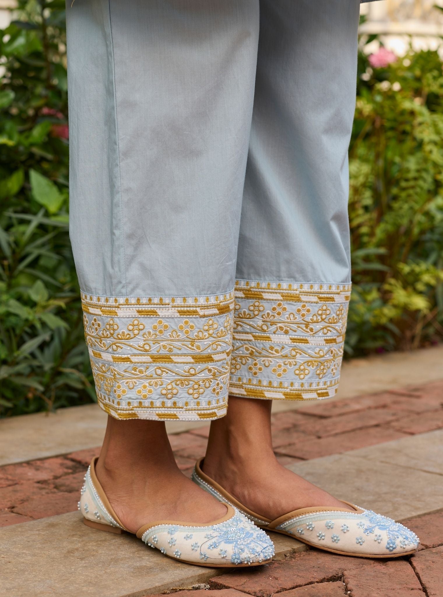 Vysa Supima Cotton Blue Printed Kurta Set