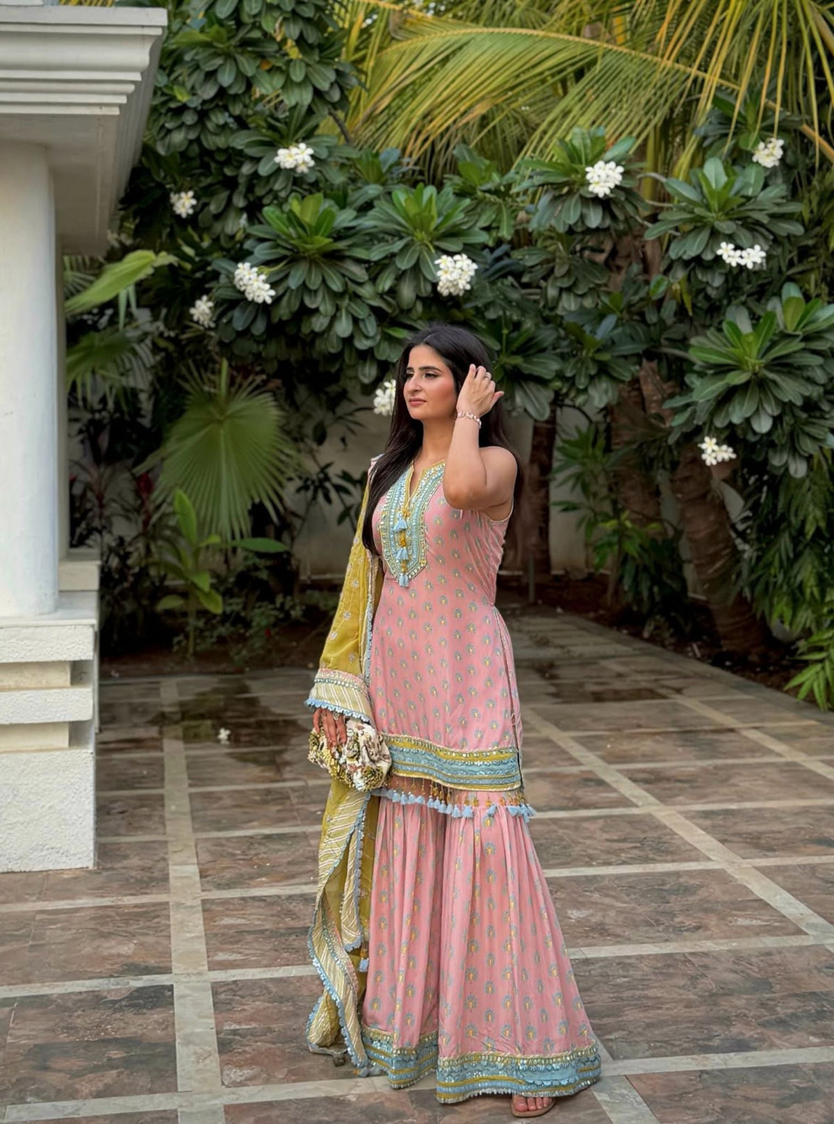 Ayra Lawn Printed Pink Kurta with Garara