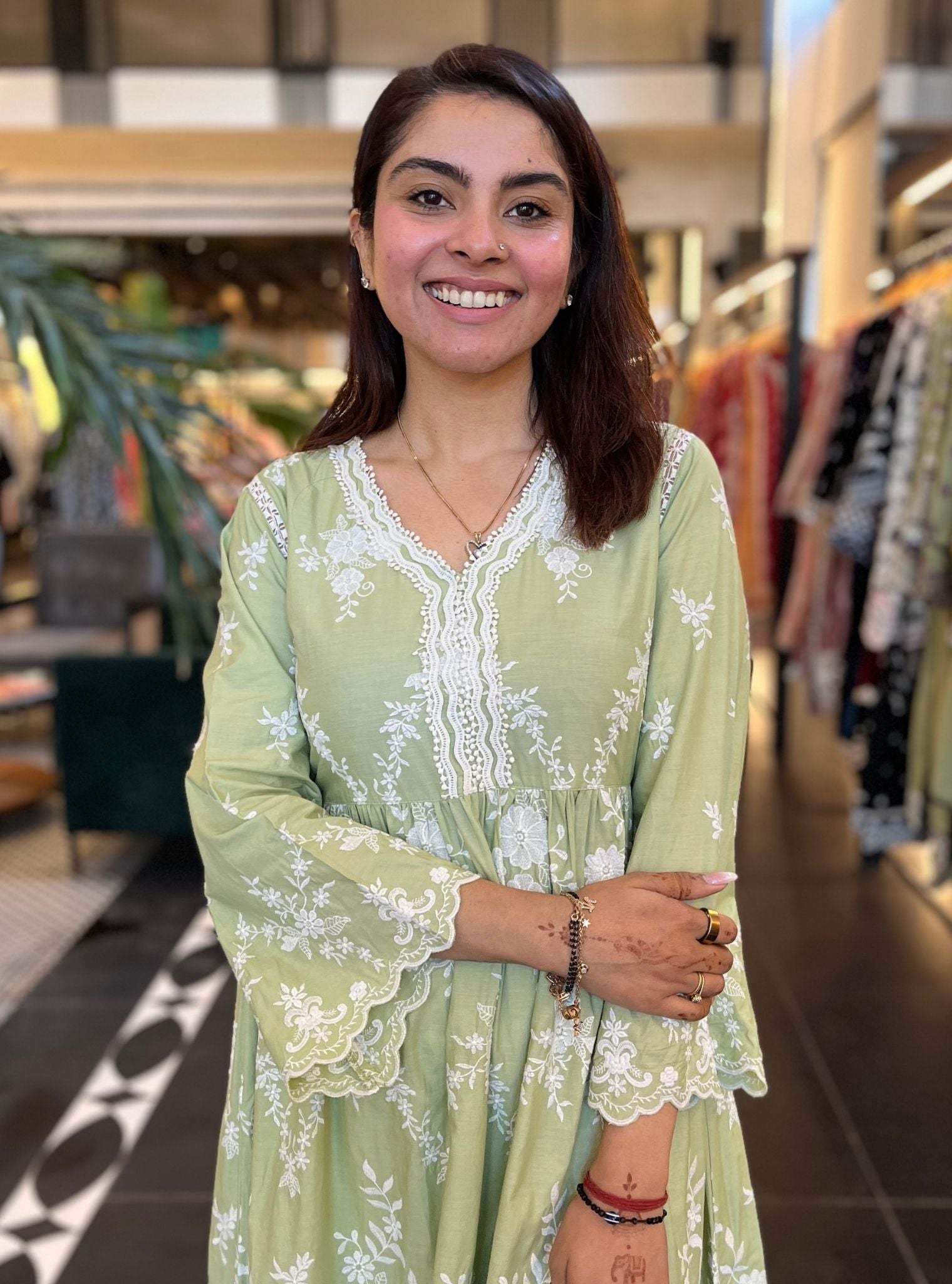 Zambi Supima Cotton Green Kurta Set