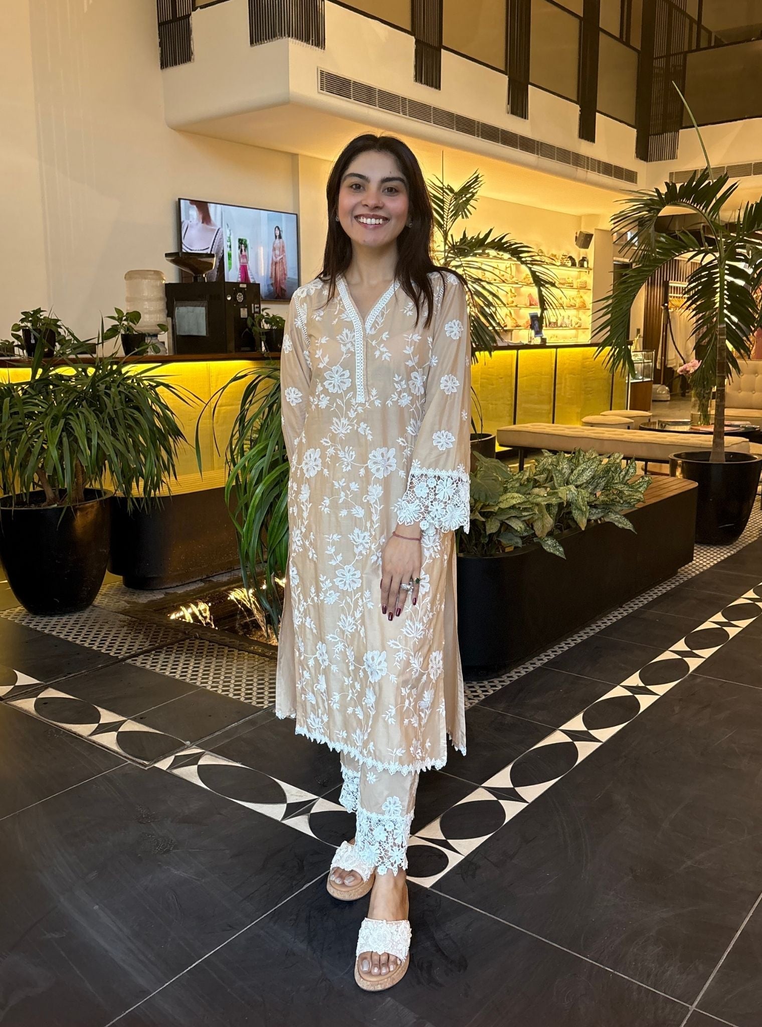 Roli Supima Cotton Beige Kurta Set