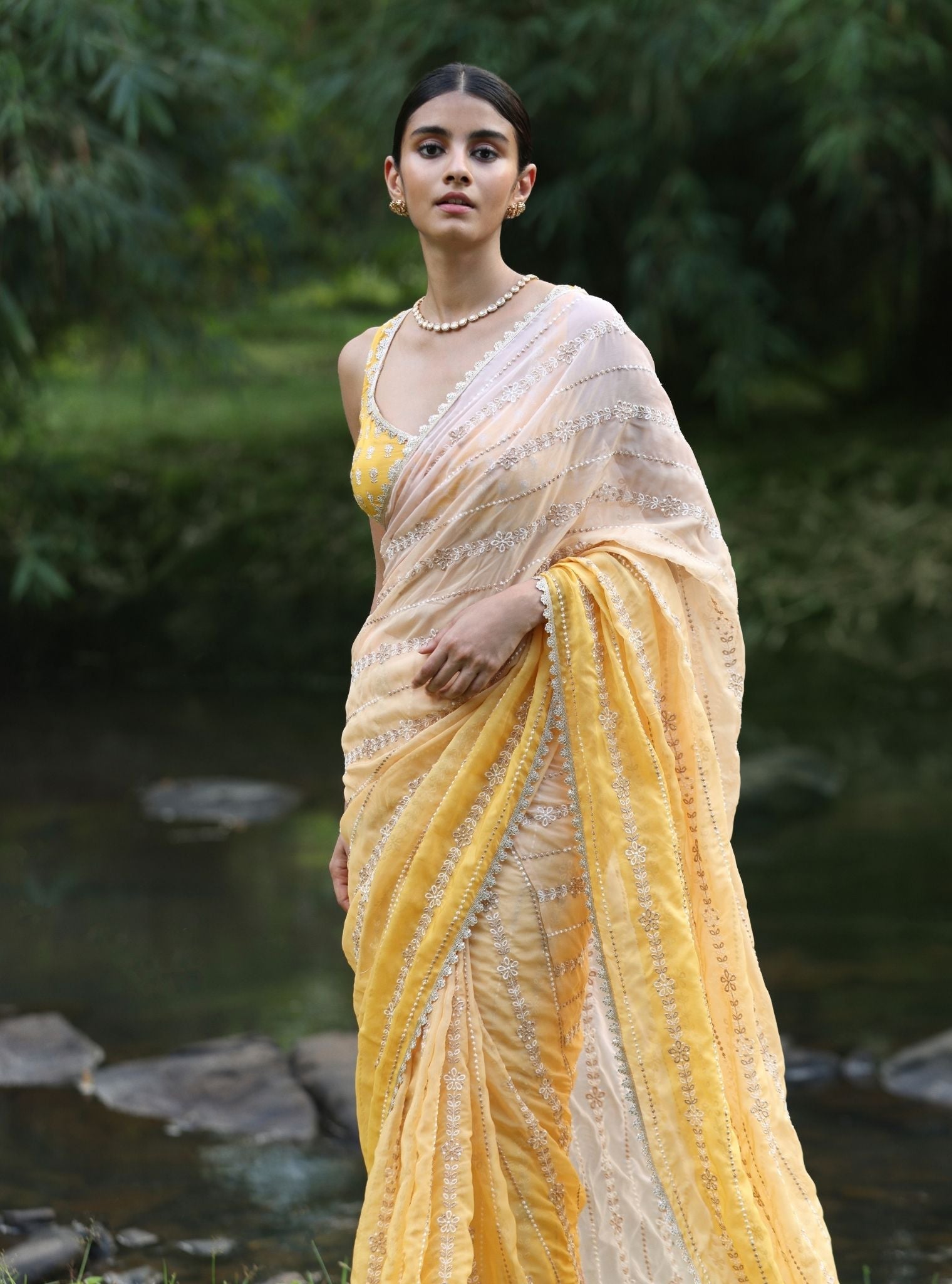 Junoon Organza Ombre Yellow Saree