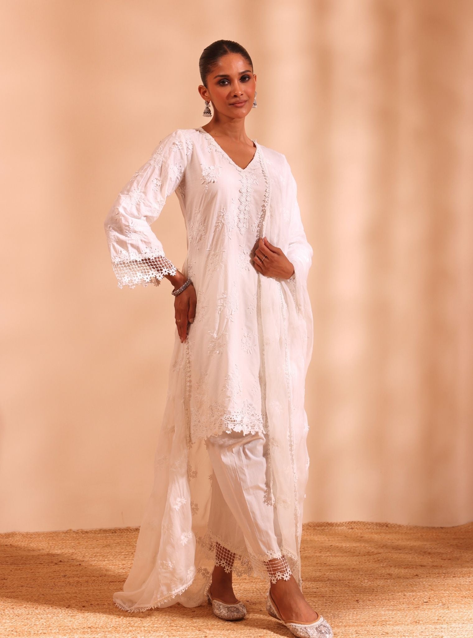 Yamya Supima Cotton White Kurta Set