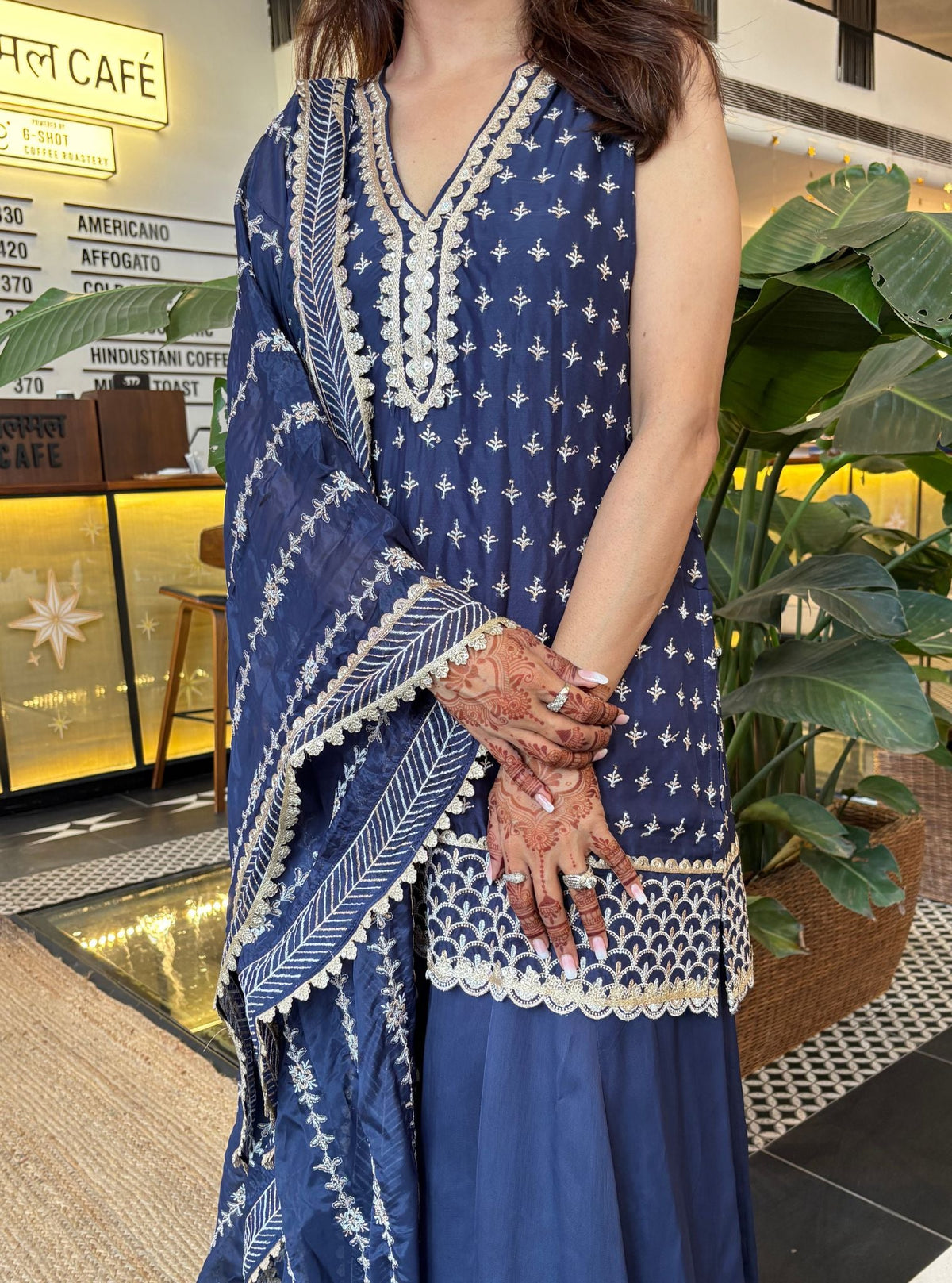 Sangli Organza Navy Kurta Set