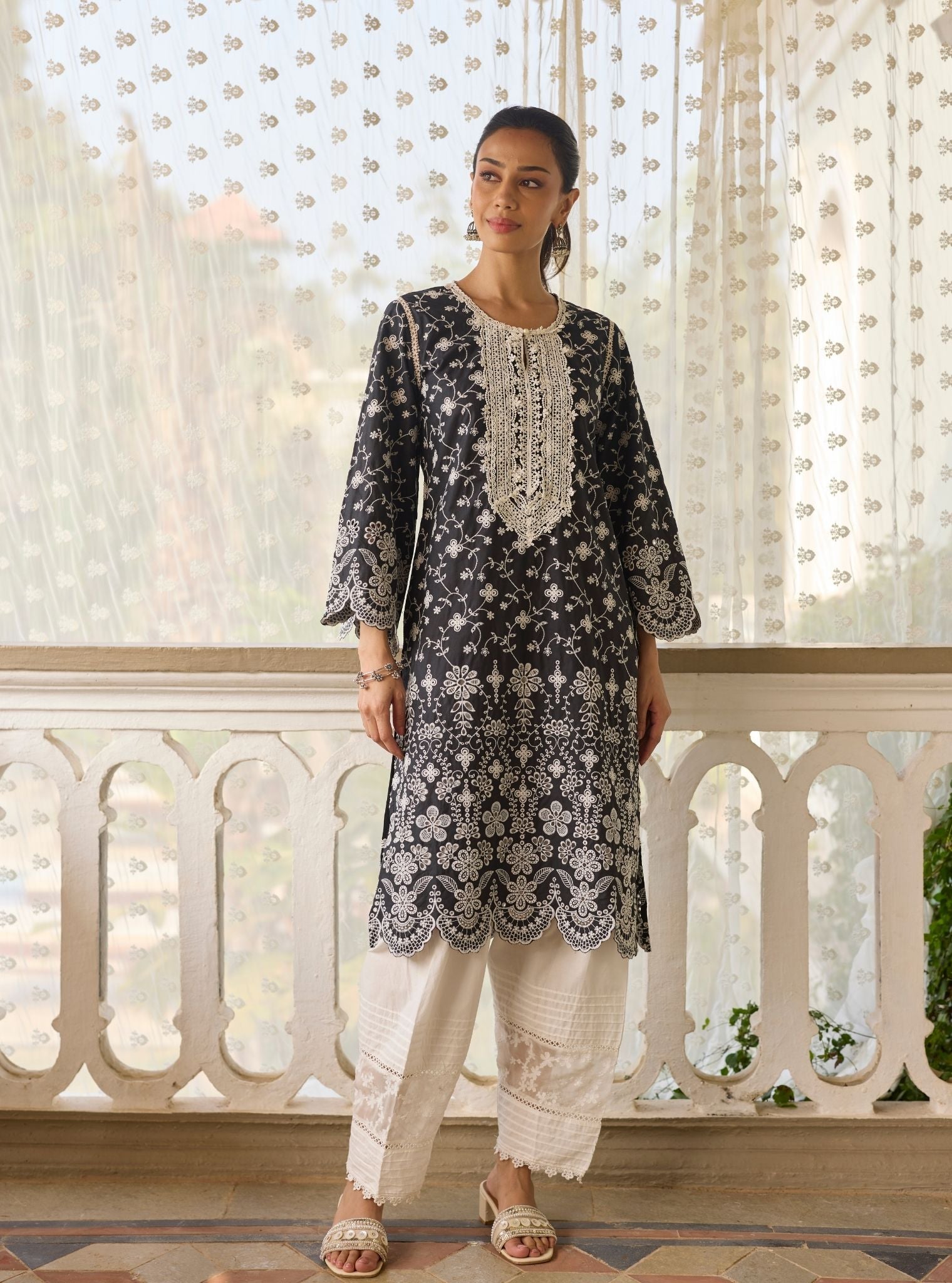 Gauri Supima Cotton Black Kurta Set