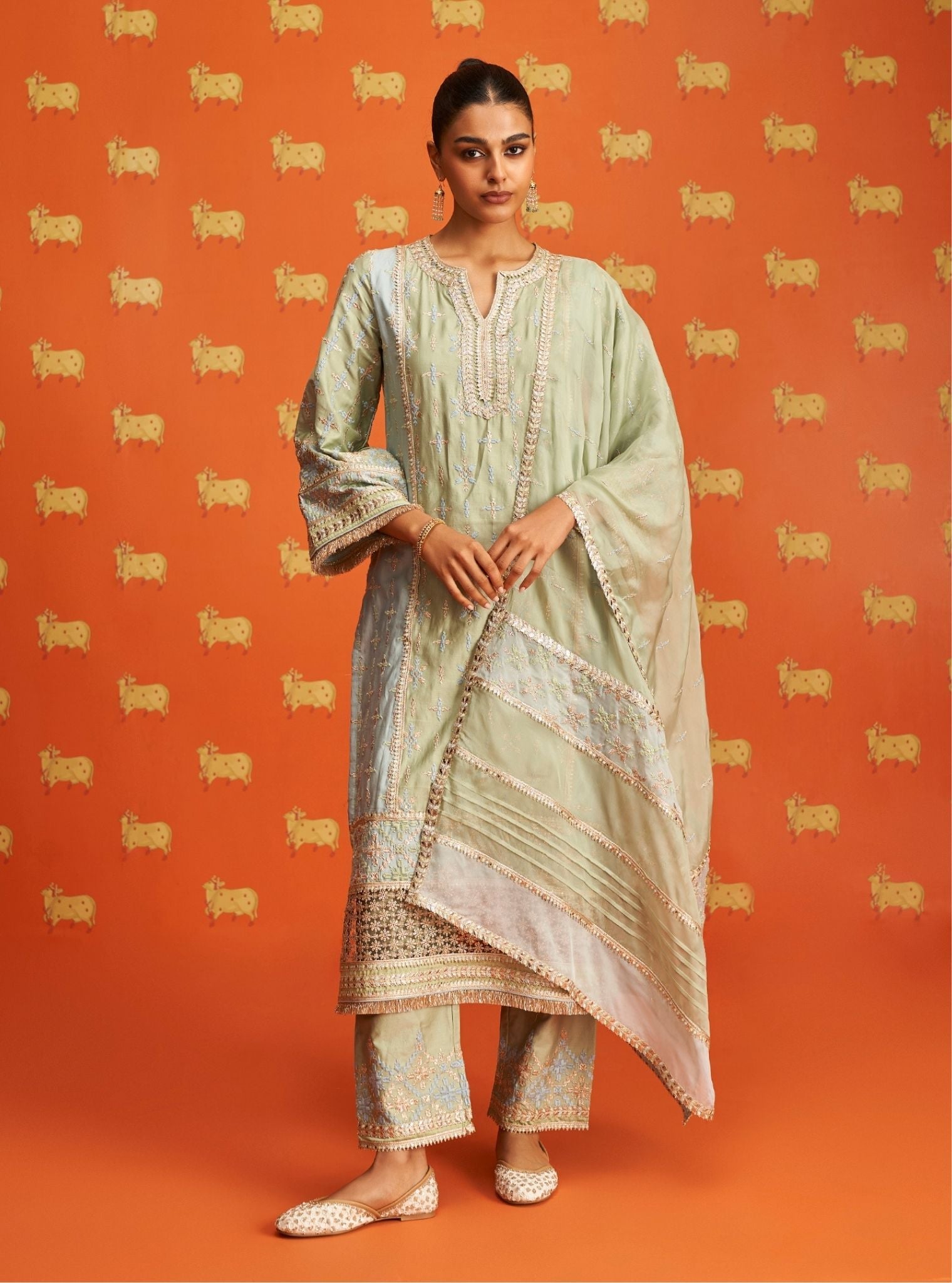 Anya Pima Satin Green Kurta Set