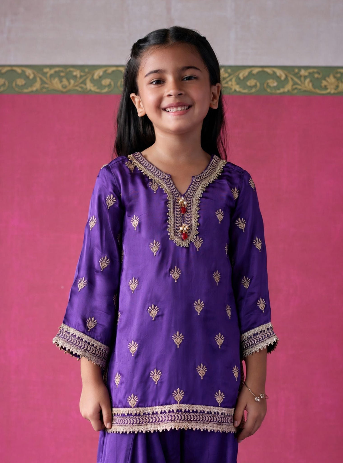 Siro Cupro Satin Purple Kurta Set