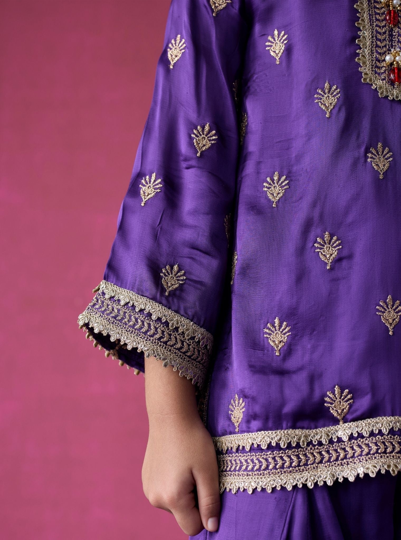 Siro Cupro Satin Purple Kurta Set