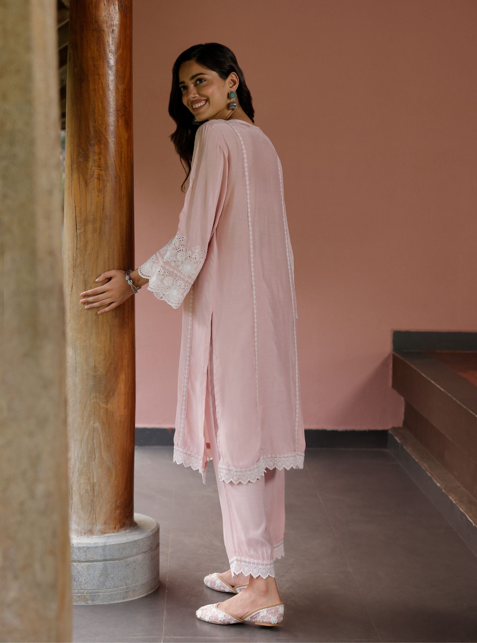 Mulmul Lawn Mandara Pink Kurta With Mulmul Lawn Mandara Pink Pant