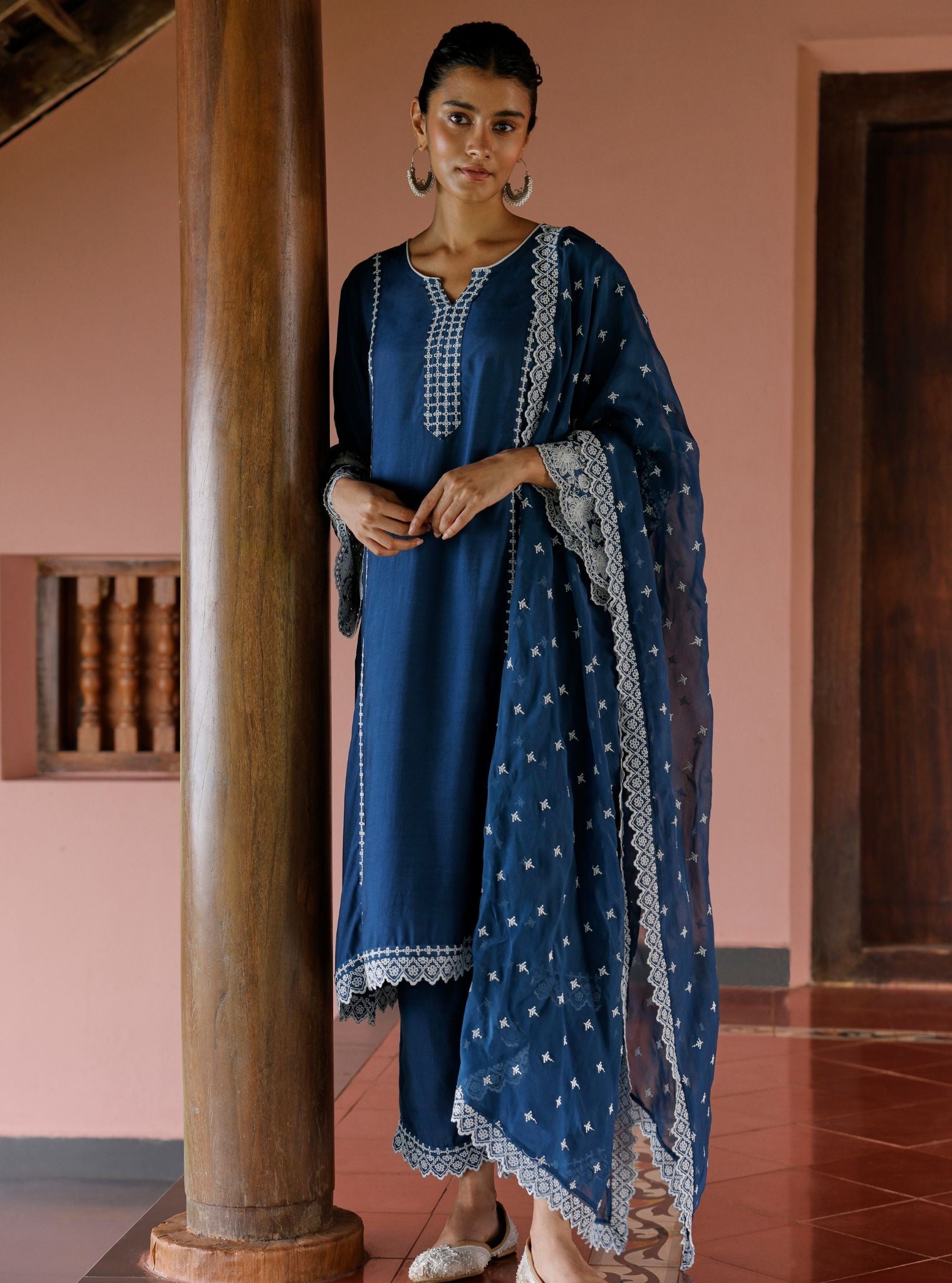 Mandara Lawn Navy Kurta Set