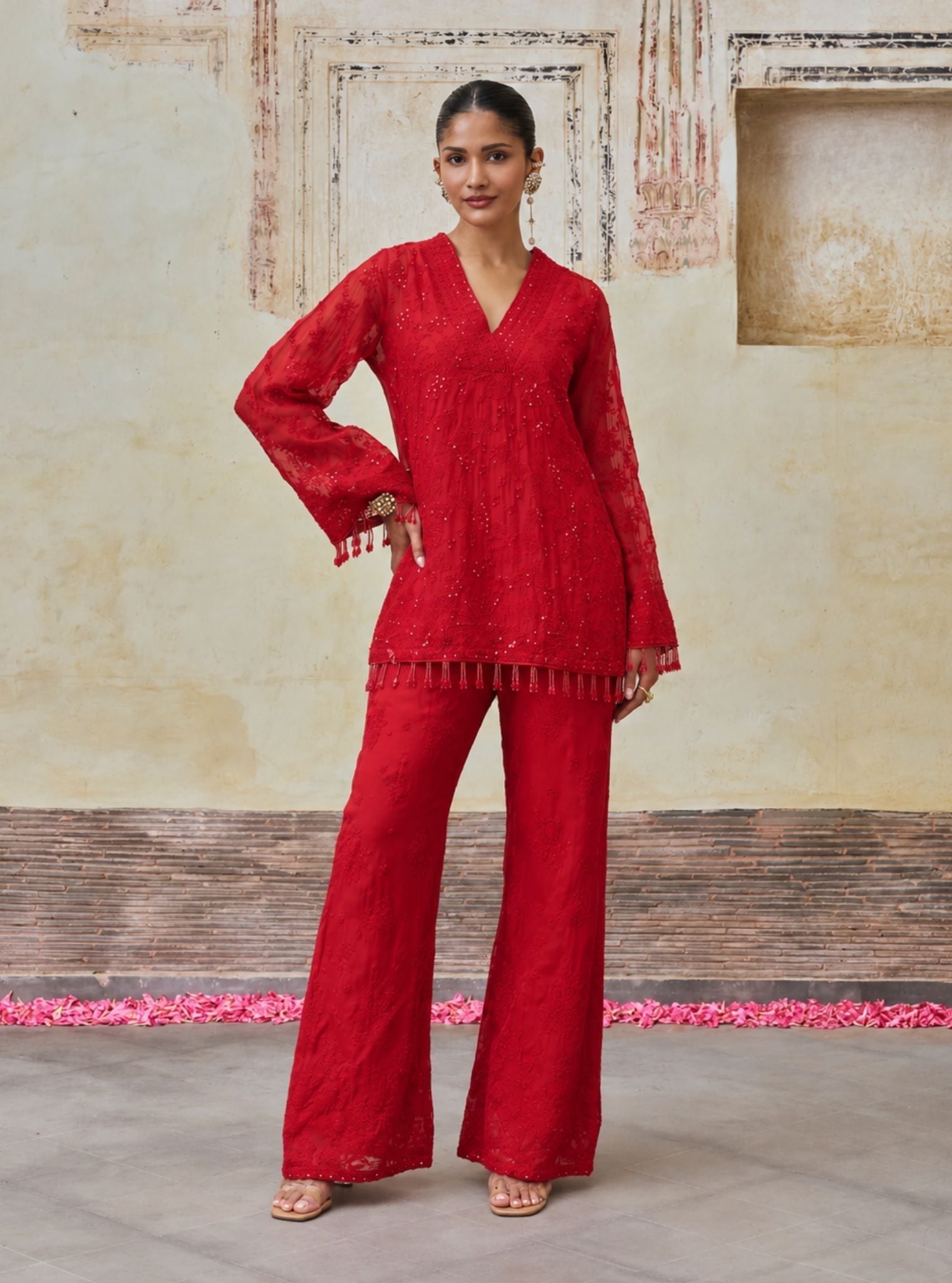 Reja Organza Red Co-ord Set