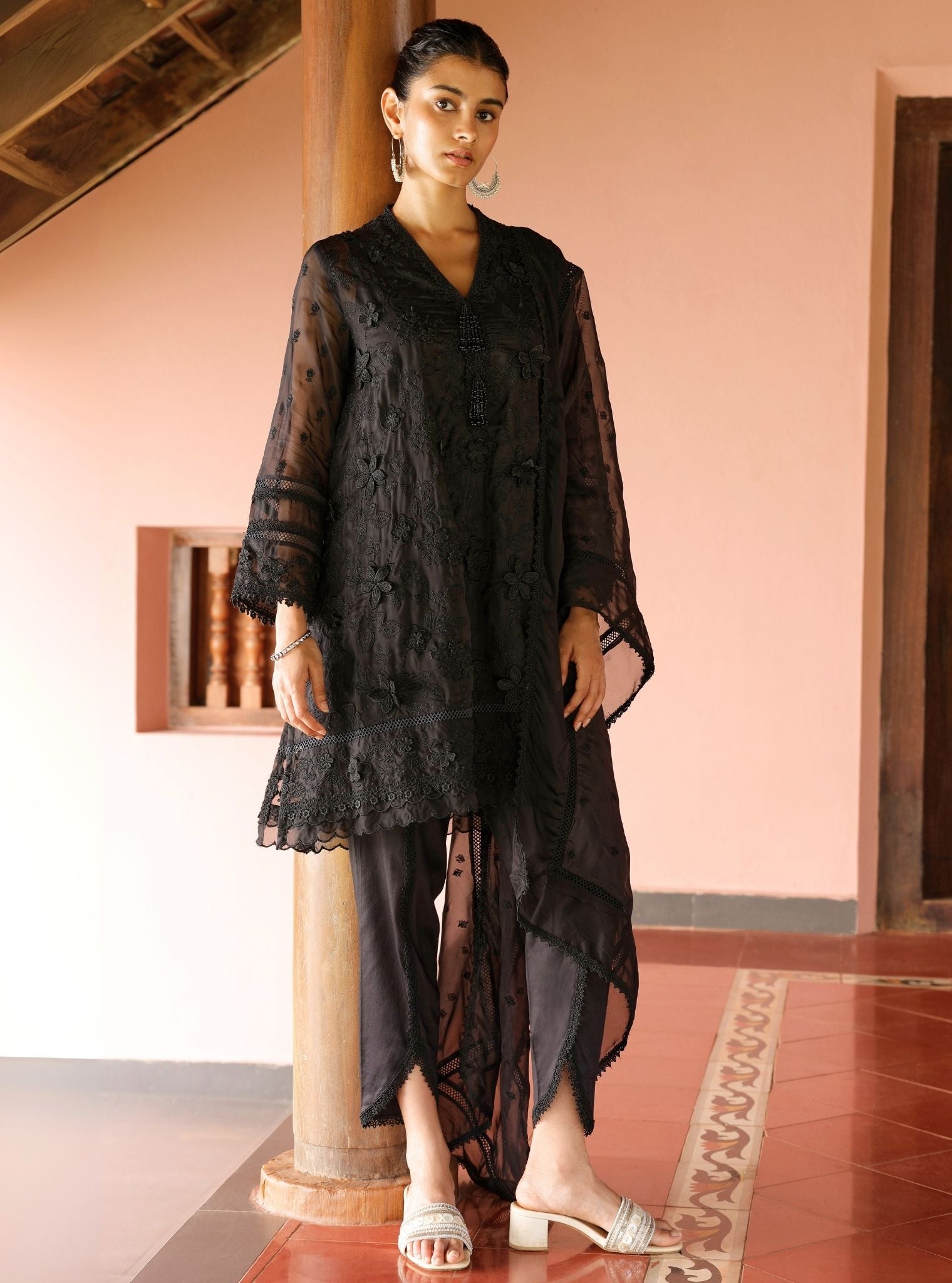 Uma Organza Black Kurta Set