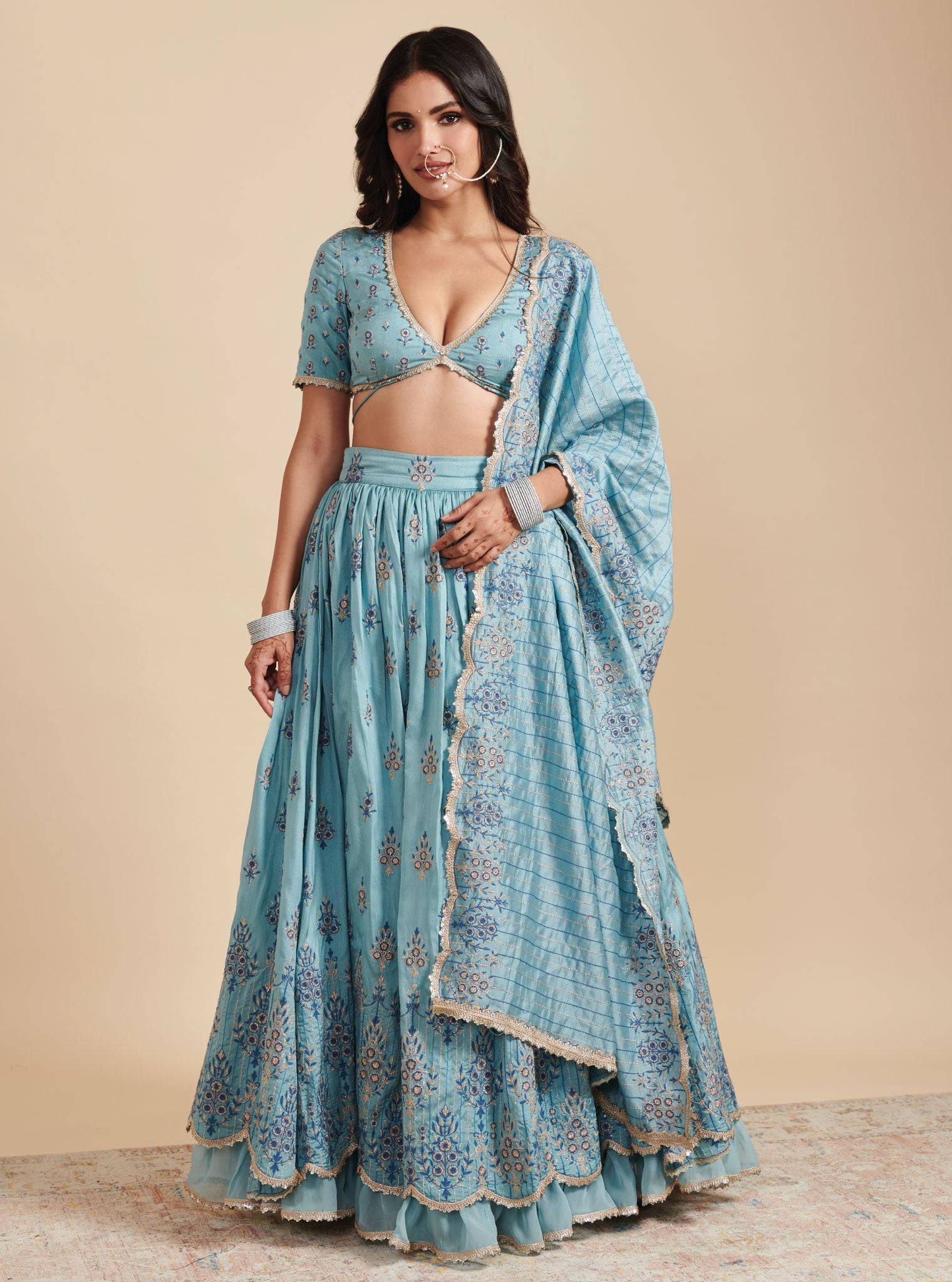 Mulmul Bahaara Blue Dupatta