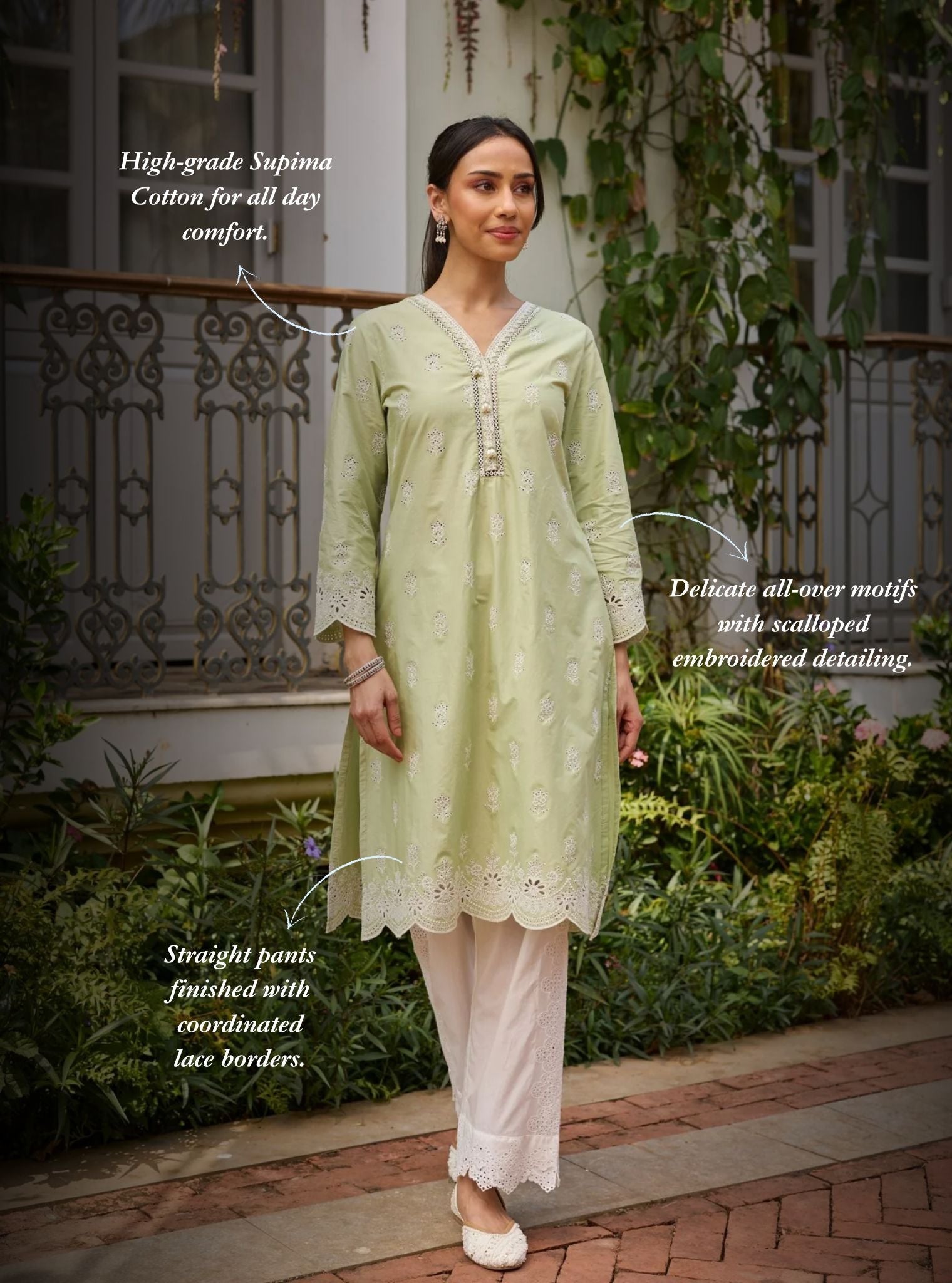 Leniya Supima Cotton Green Kurta Set