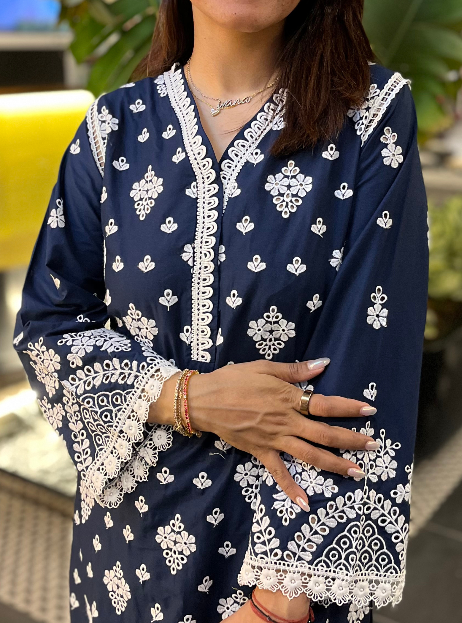 Peehu Supima Cotton Navy Kurta Set
