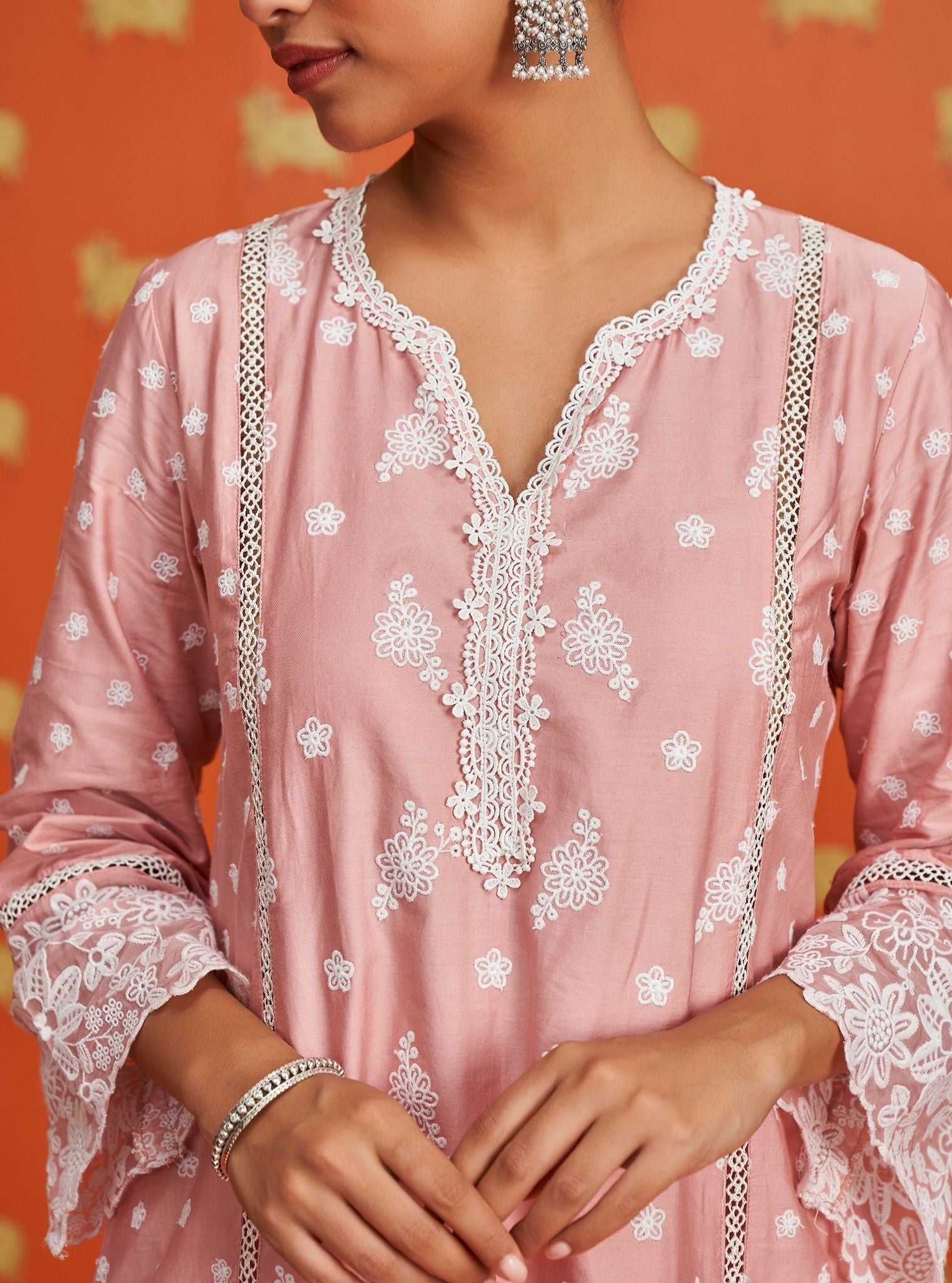 Piti Pima Satin Pink Kurta Set
