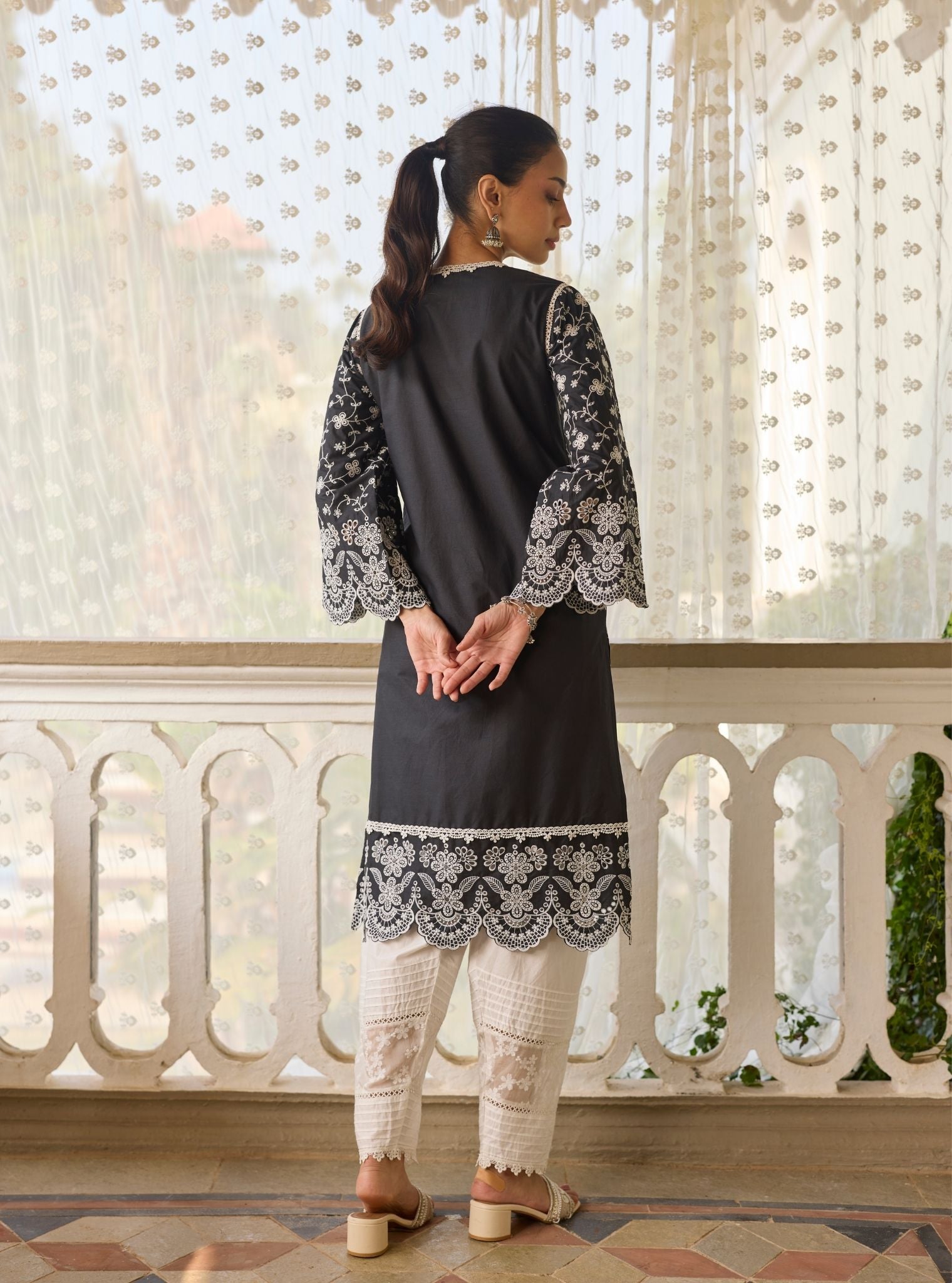 Gauri Supima Cotton Black Kurta Set