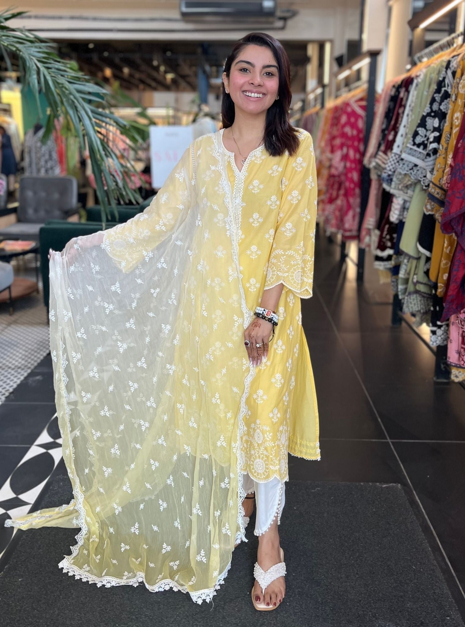 Arpora Supima Cotton Yellow Kurta With Kriya Pant