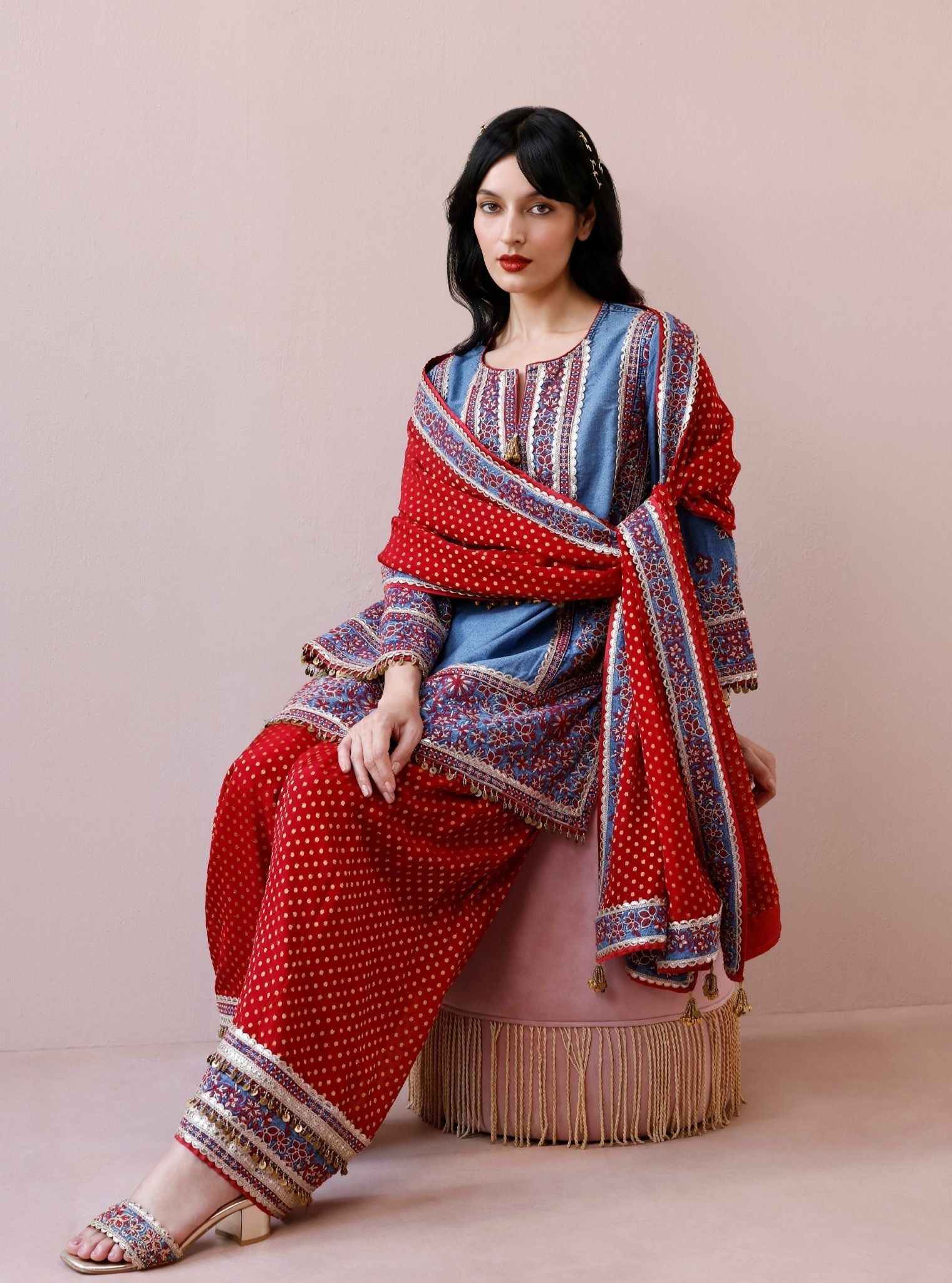 Saia Denim Kurta with Farshi Salwar