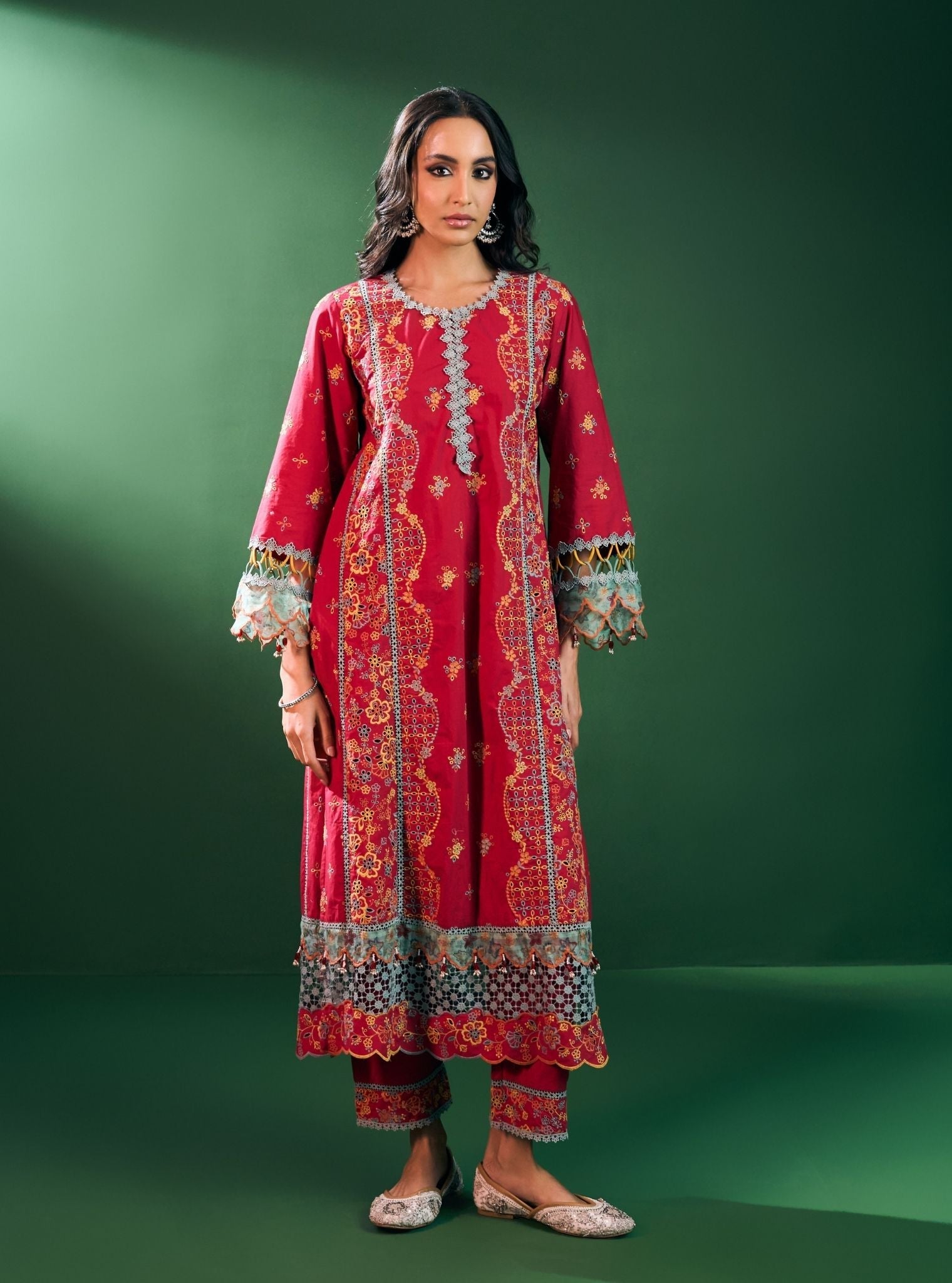 Risa Supima Cotton Red Kurta Set