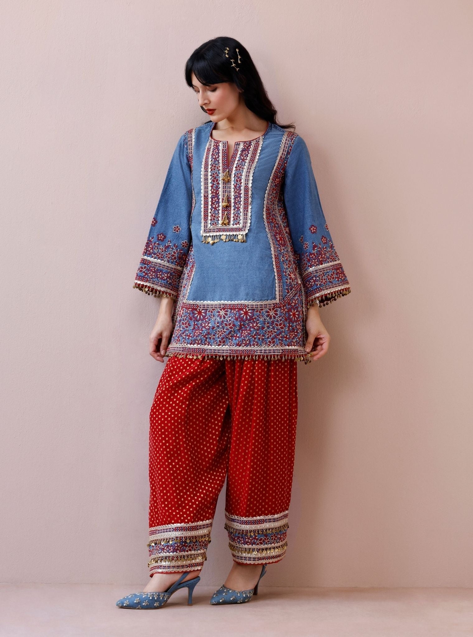 Saia Denim Kurta with Farshi Salwar