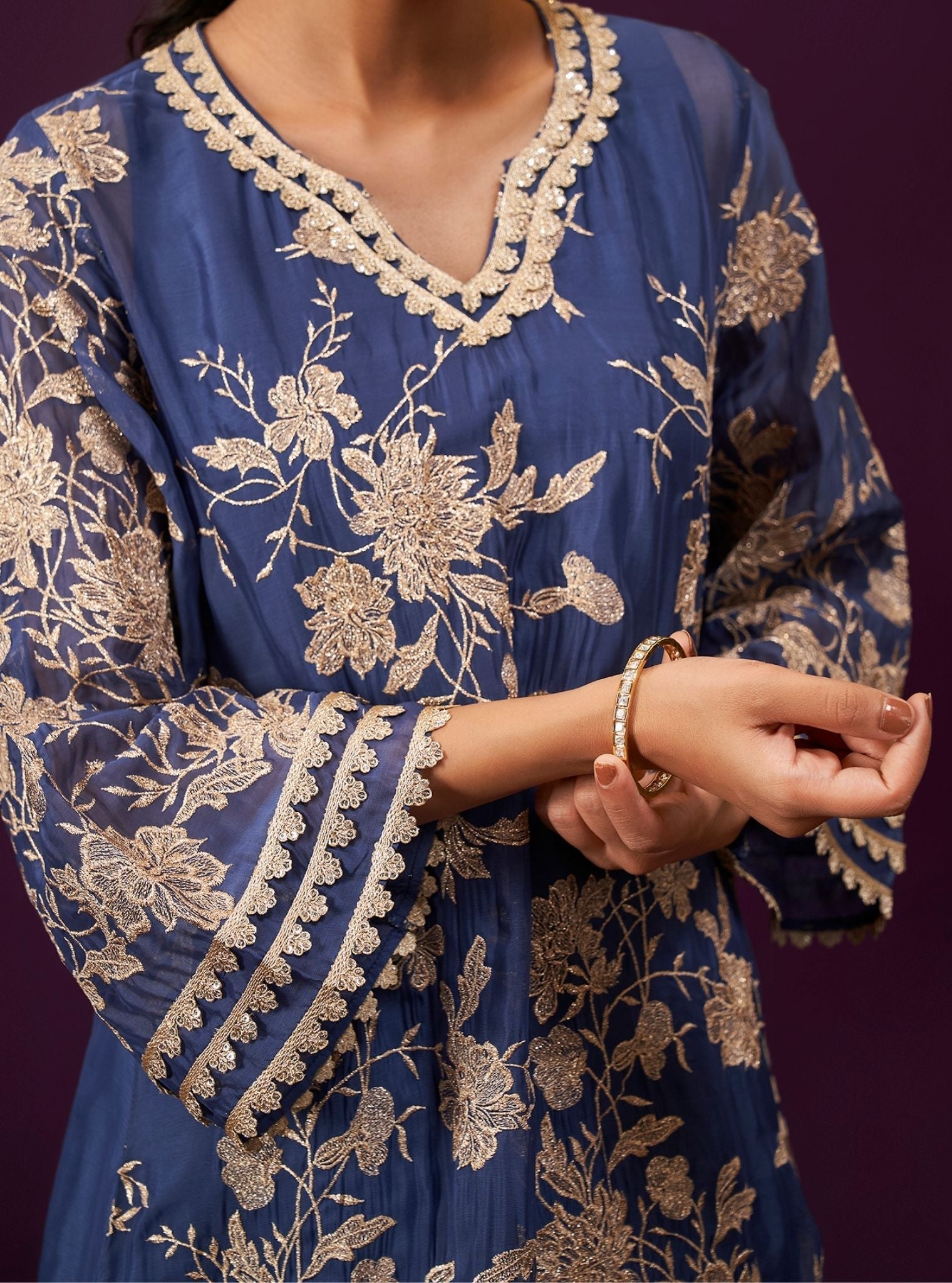 Sunee Organza Navy Kurta Set