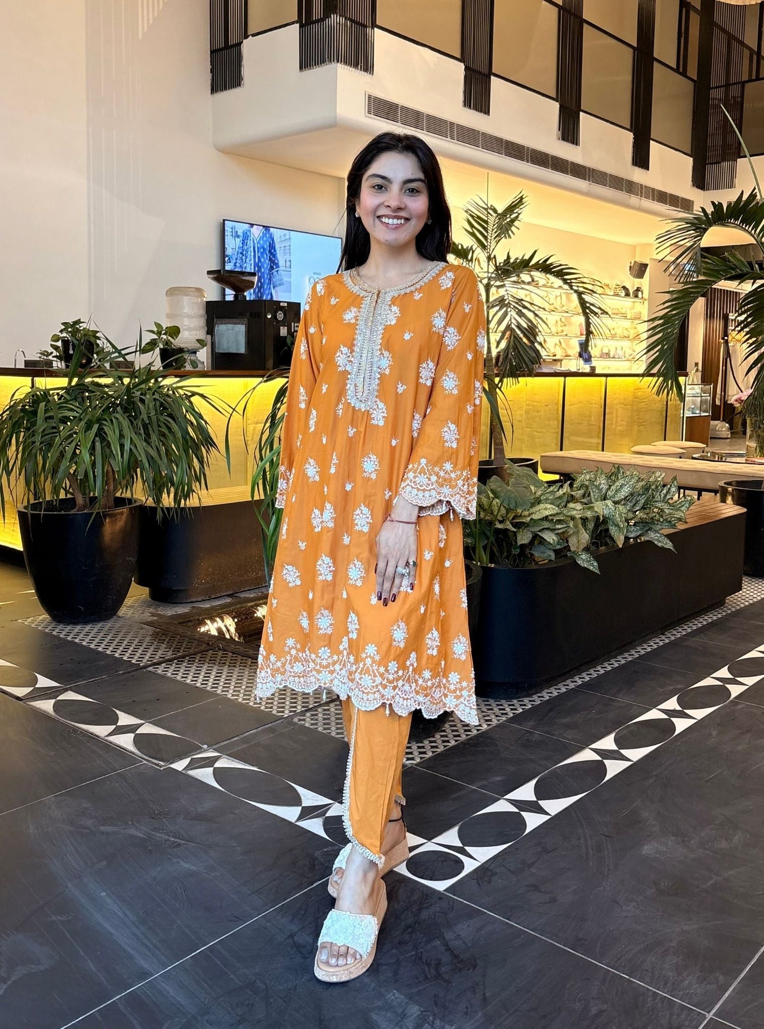 Kovi Supima Cotton Orange Kurta Set