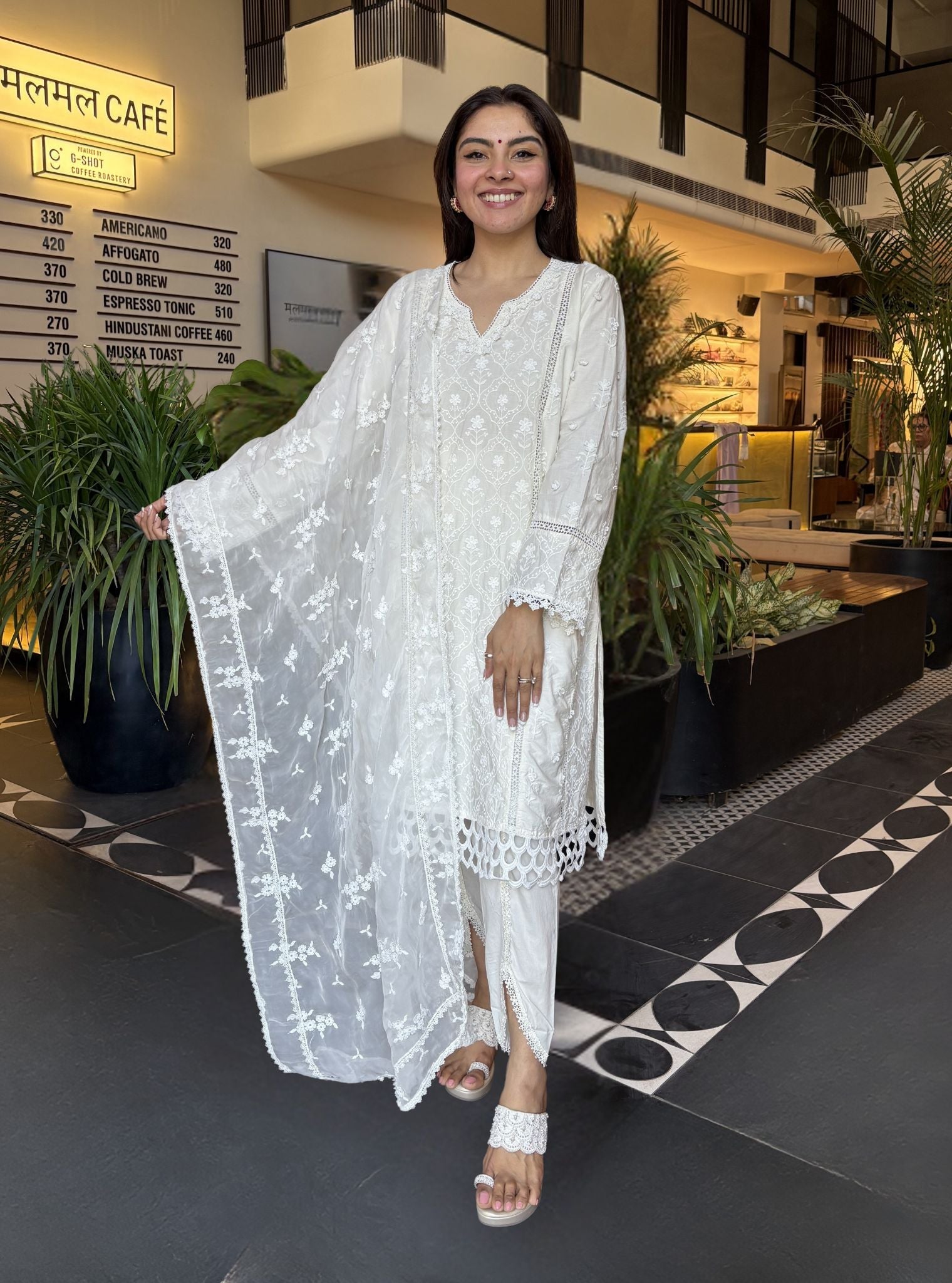 Kainat Supima Cotton White Kurta Set