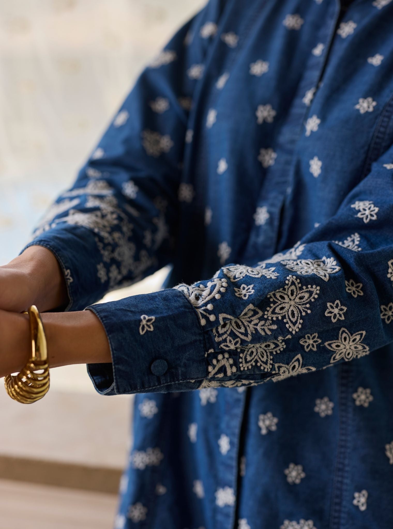 Amhara Denim Long Shirt Set