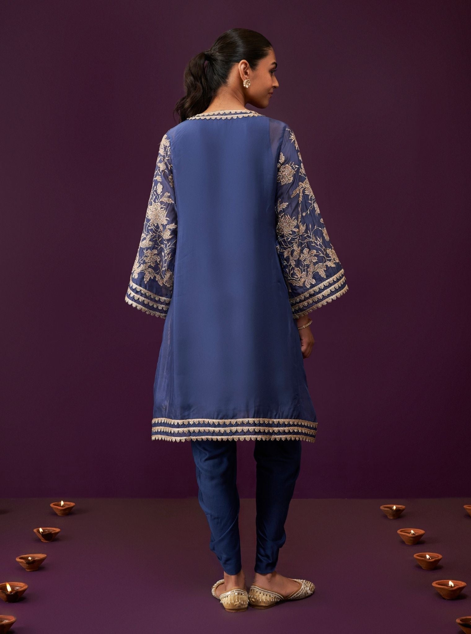 Sunee Organza Navy Kurta Set