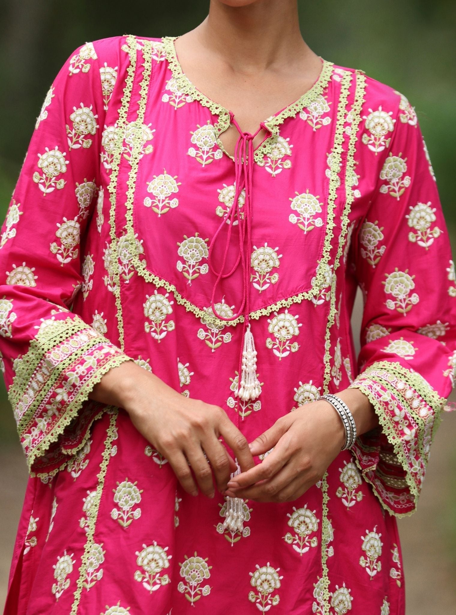 Alagi Supima Cotton Fuschia Kurta Set
