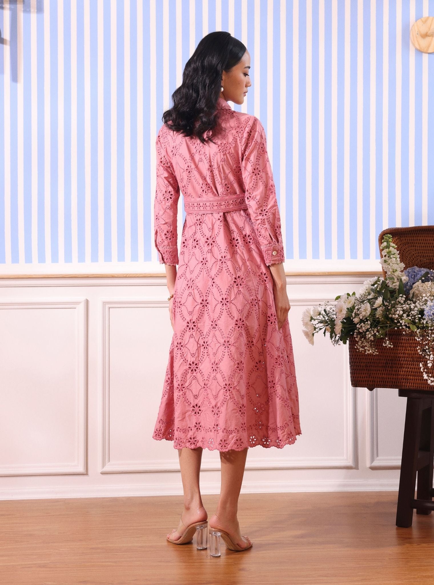 Mulmul Cotton Astrid Salmon Pink Dress