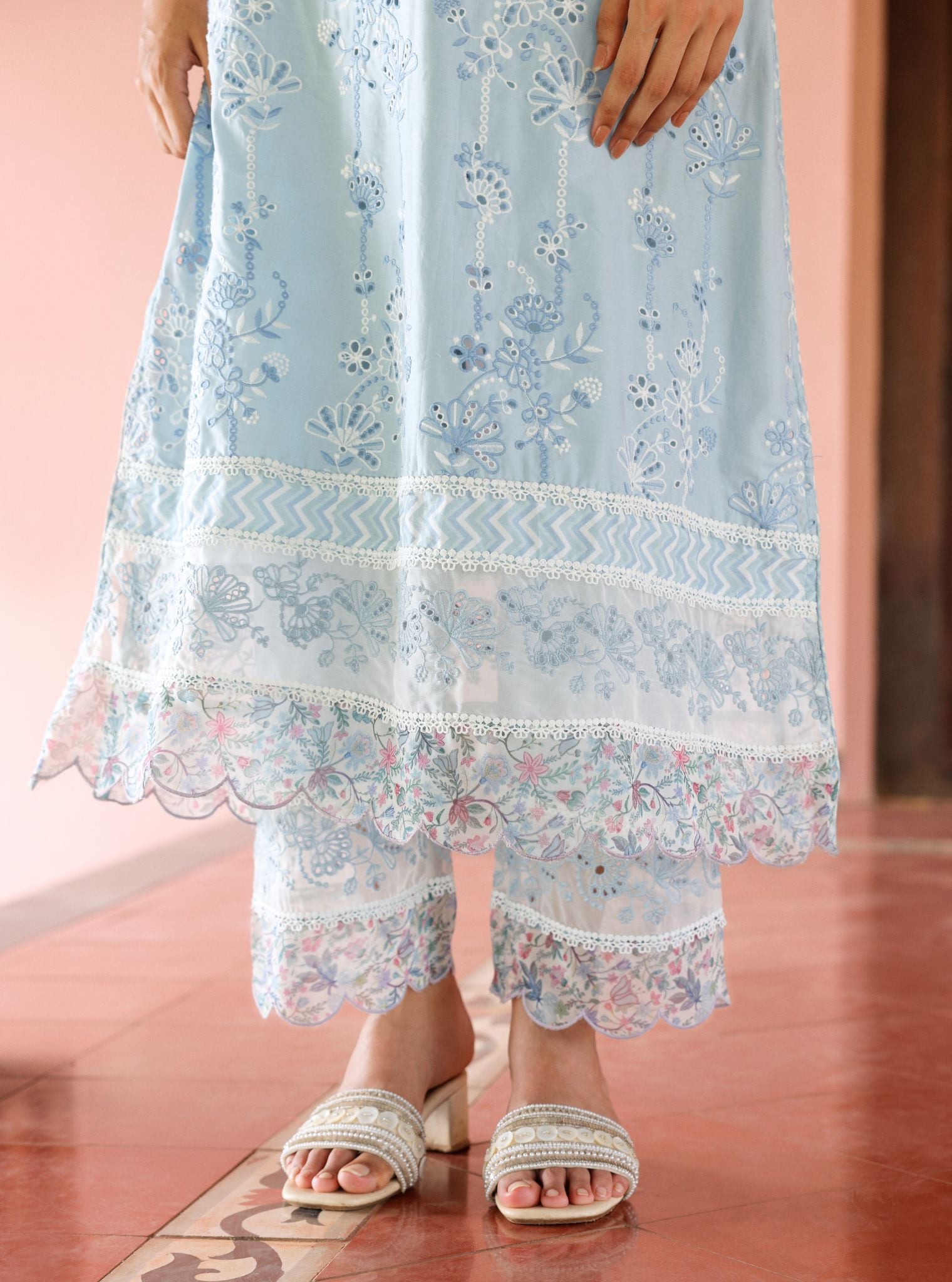 Nair Supima Cotton Light Blue Kurta Set